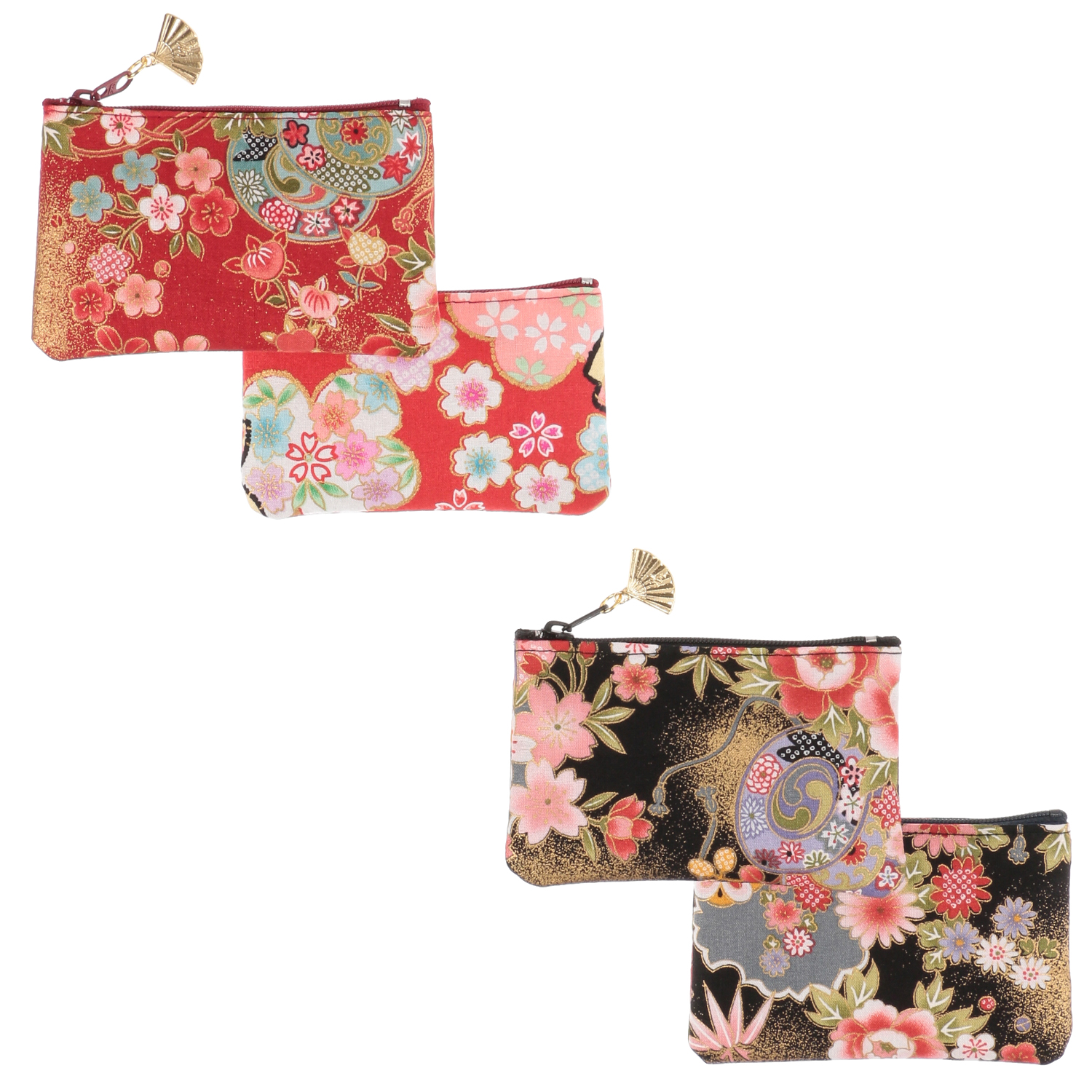 花小紋 金扇付き小銭入れ