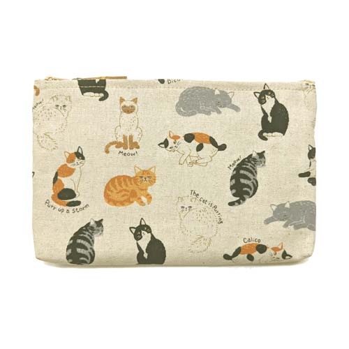 【2026年4月1日より価格変更】ねこ日和 竹玉付角平ポーチ