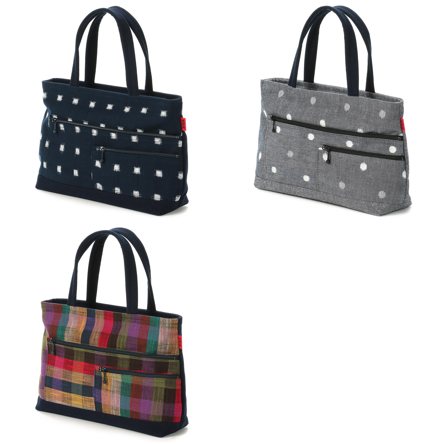 久留米絣 儀右ヱ門 仕分けポケット付トートバッグ