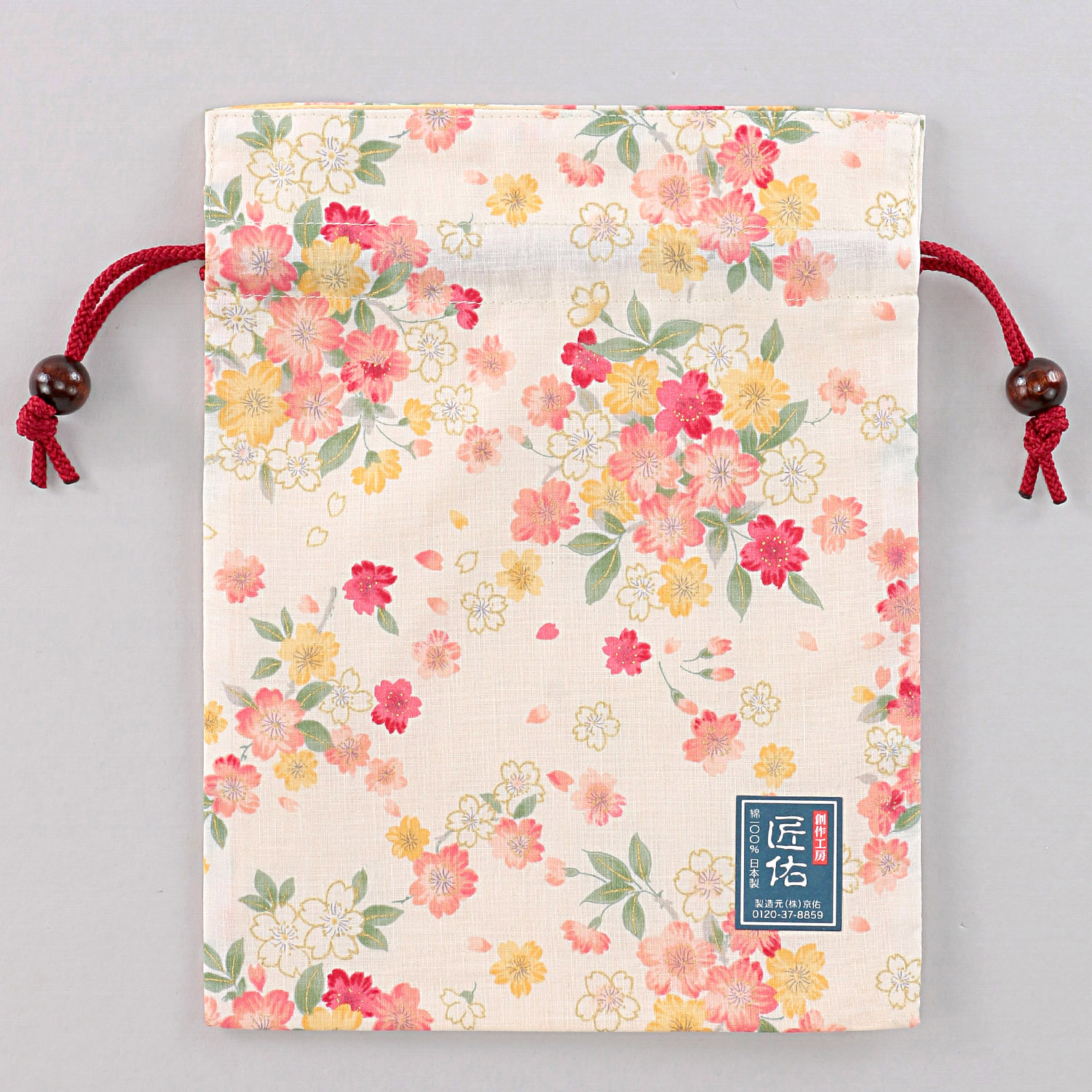 【61緑 在庫限りで終了】平巾着 彩り桜 - 画像2