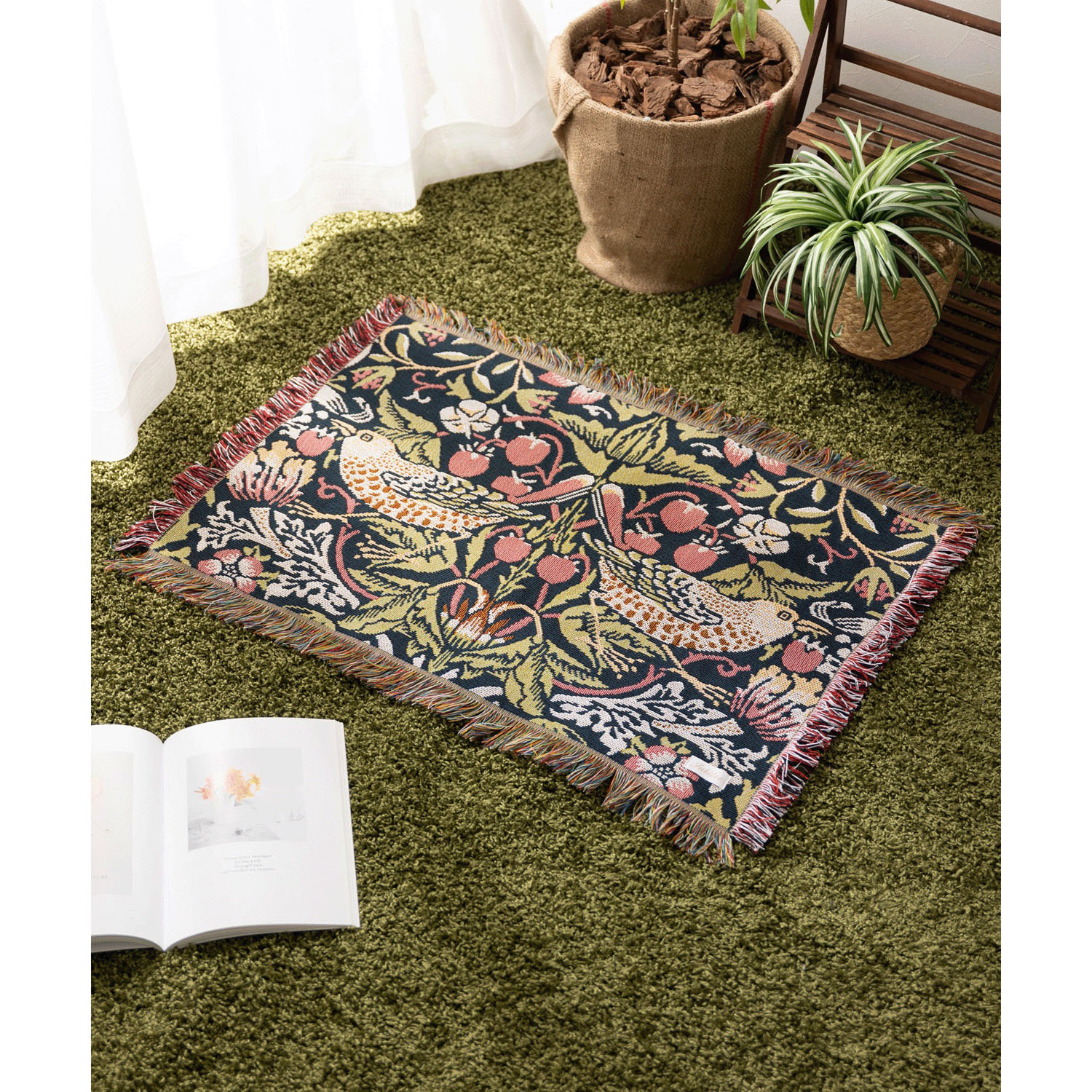 ジャガード織スローケット 鳥 - 画像3