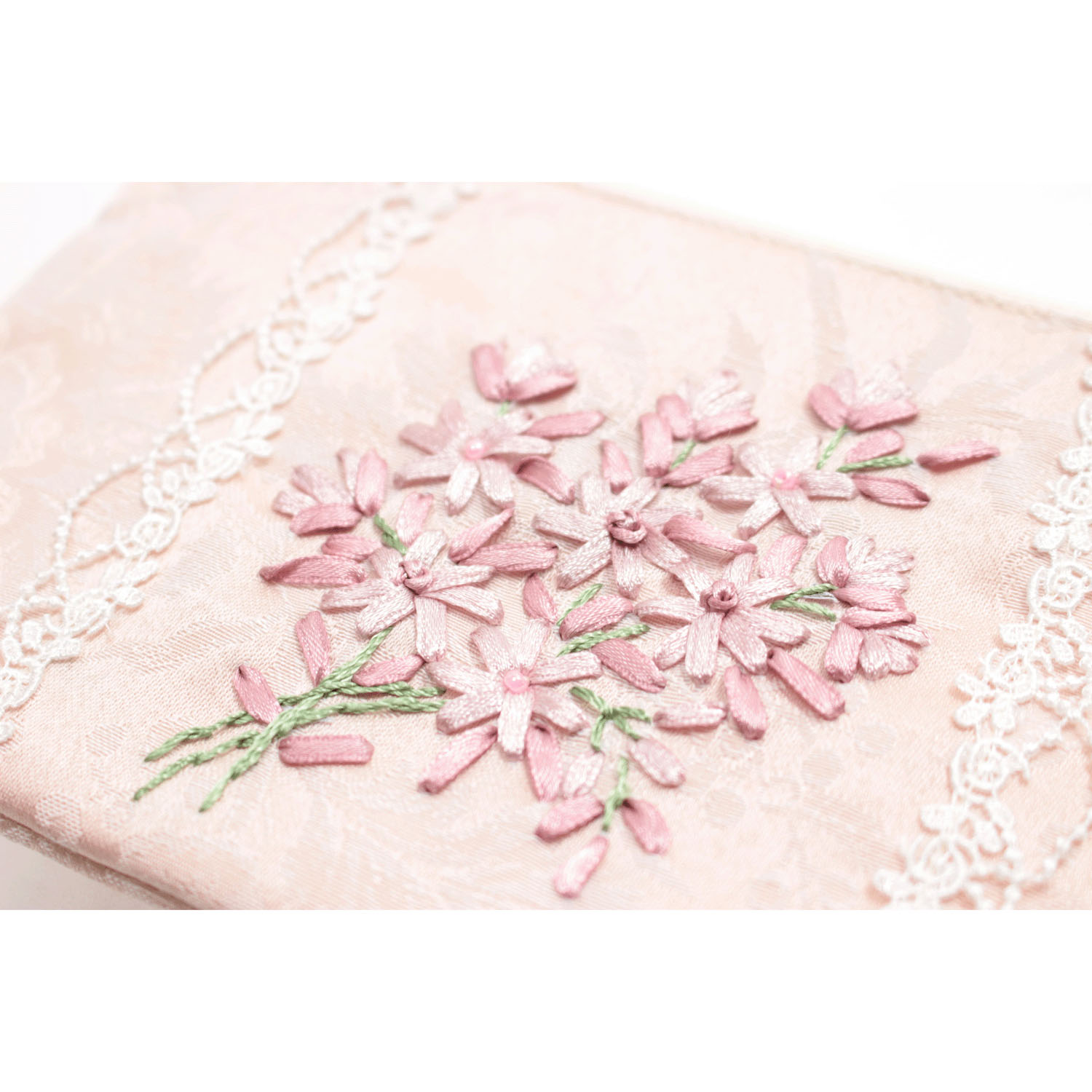 リボン刺繍 ピンク マルチケース - 画像3