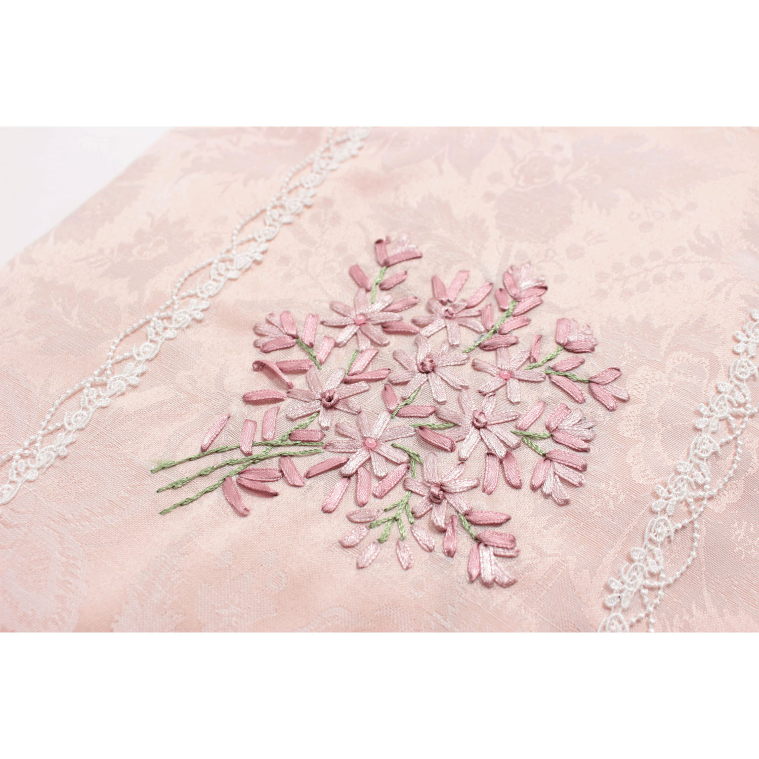 リボン刺繍 ピンク スクエアバッグ - 画像3