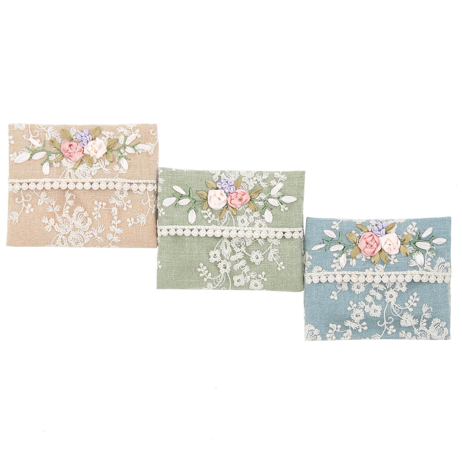 リボン刺繍フローリストシリーズ ミニティッシュケース - 画像1