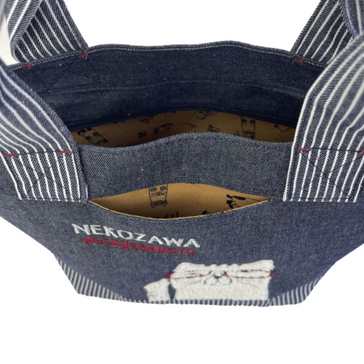 デニム調＆ヒッコリーミニバッグ ネコまるけ - 画像13