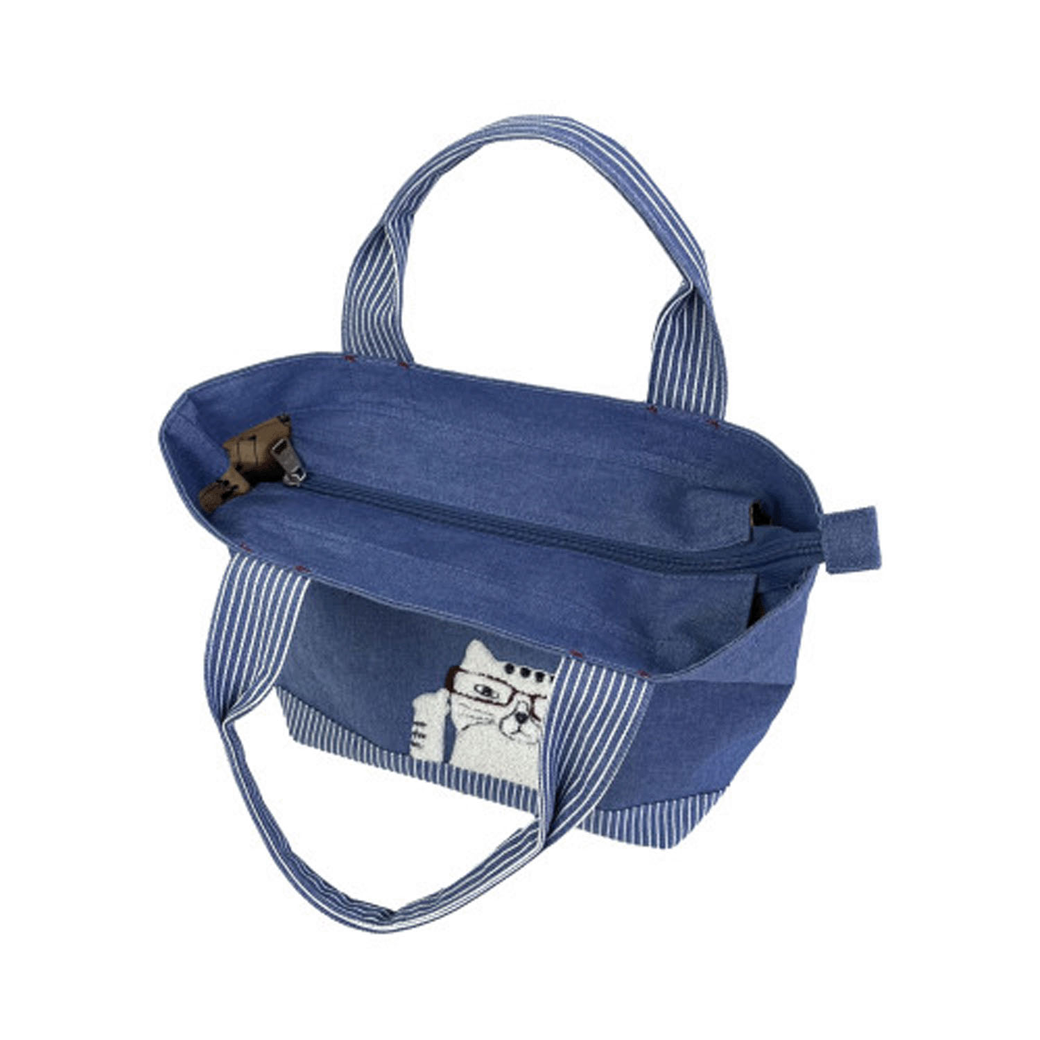 デニム調＆ヒッコリーミニバッグ ネコまるけ - 画像4