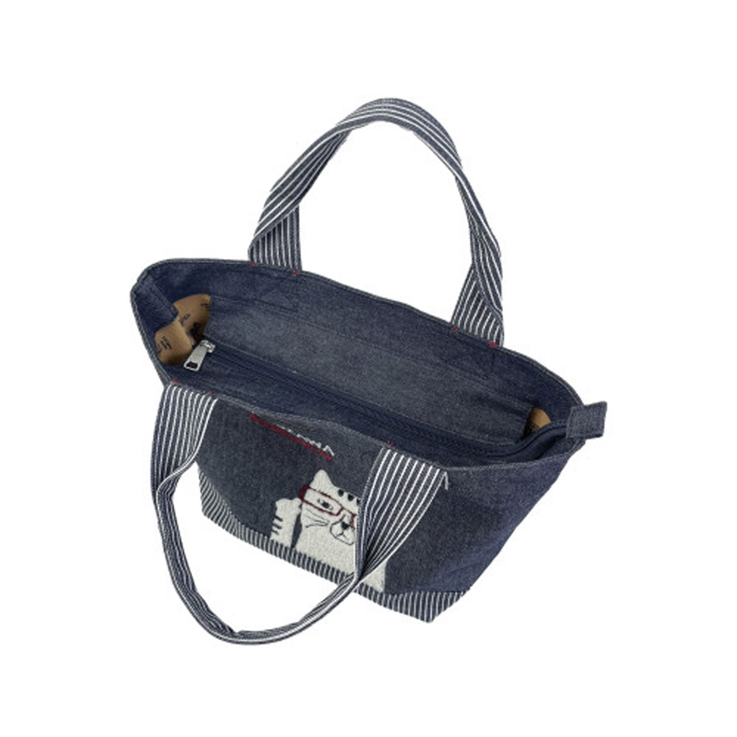 デニム調＆ヒッコリーミニバッグ ネコまるけ - 画像10