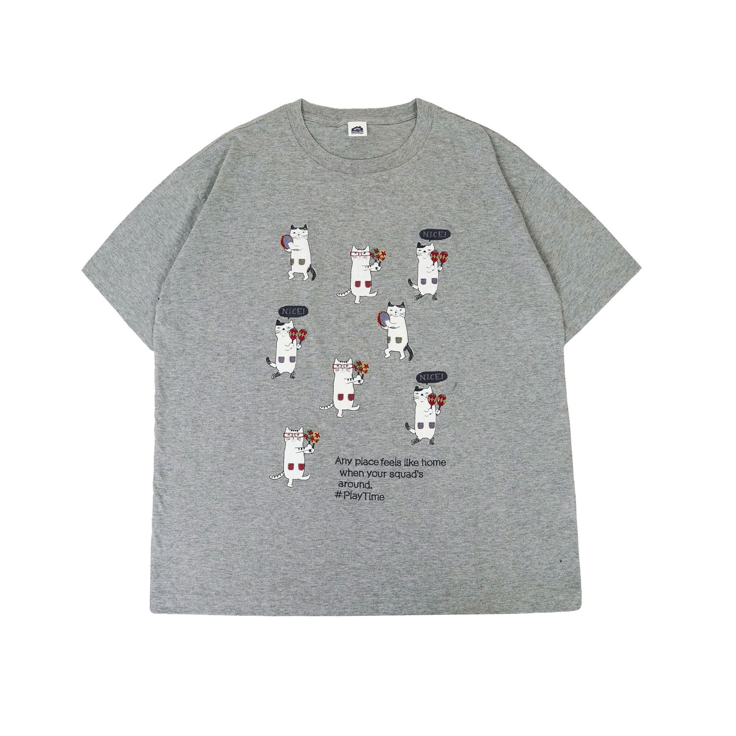 アップリケ＆刺繍Tシャツ ネコまるけ柄 - 画像1