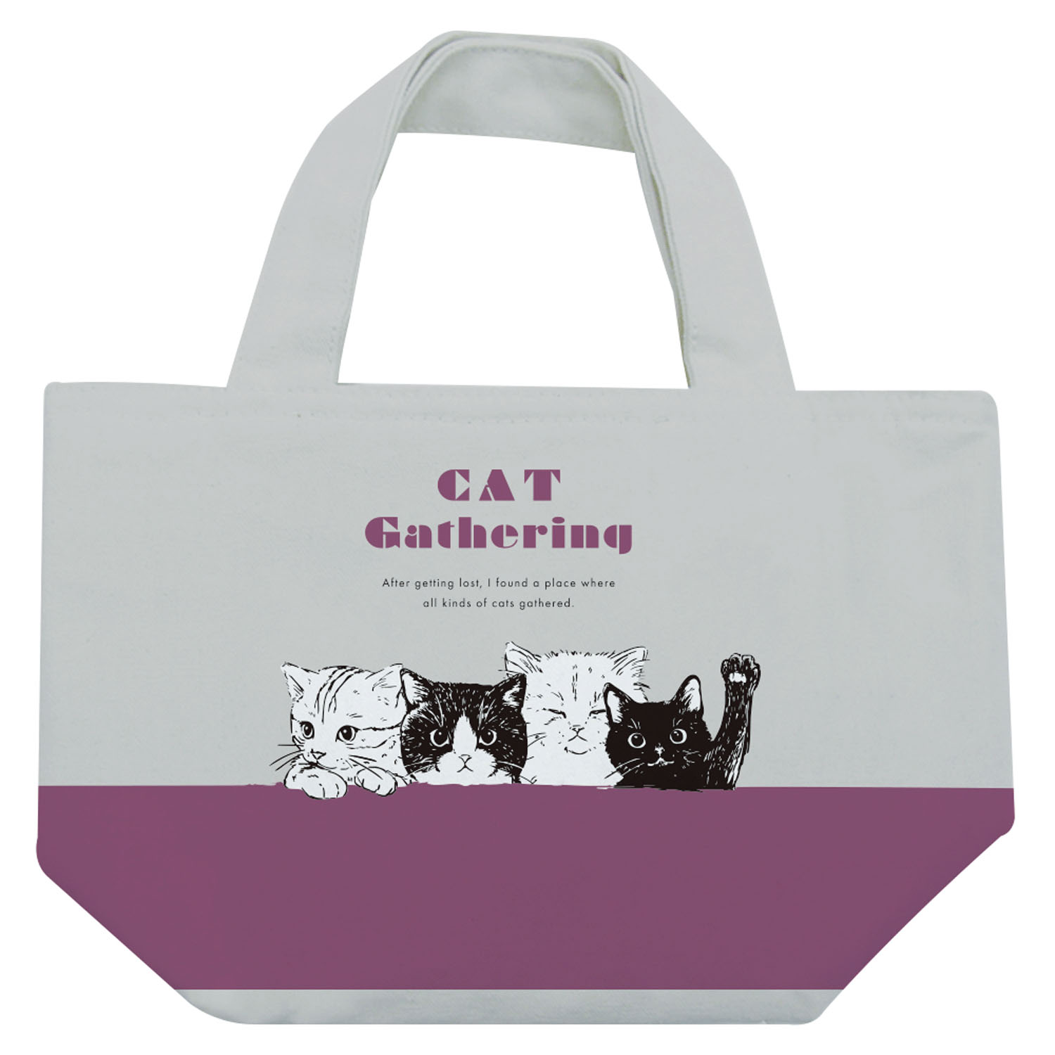 保冷ミニトートバッグ キャット集会 GY - 画像1