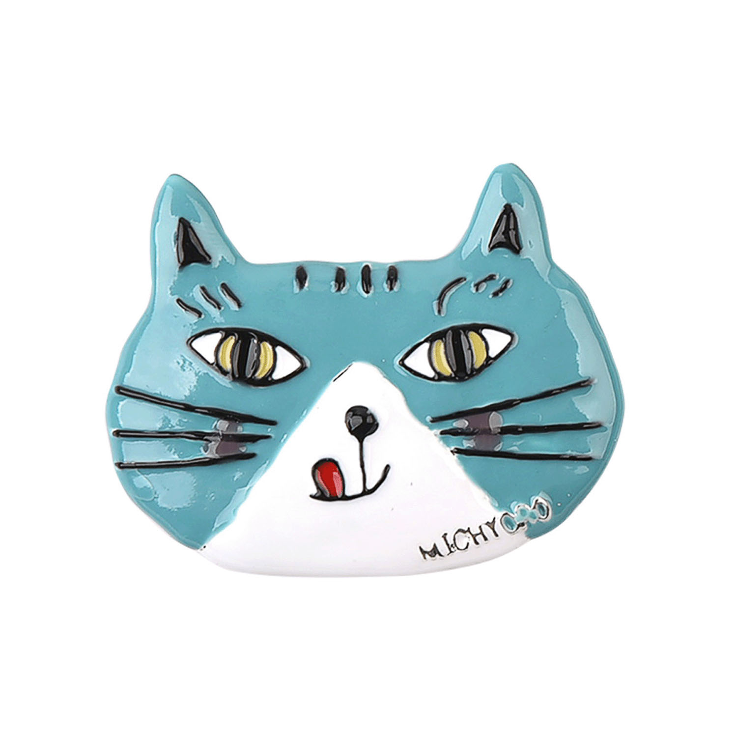 親指サイズのブローチ ミチョロ（ブルーグリーン） - 画像1