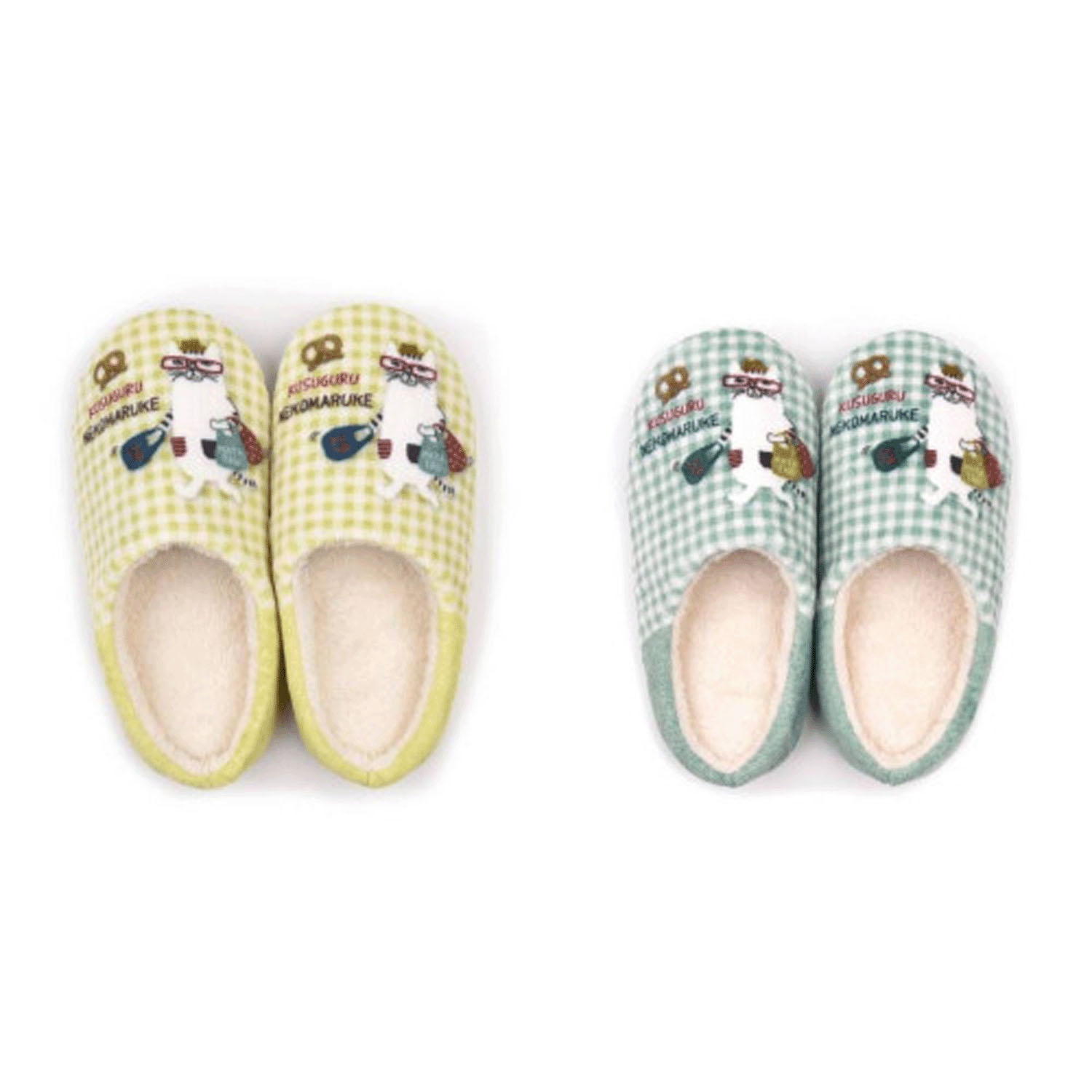 モケモケットサンゴマイヤー ルームシューズ ネコまるけ - 画像1