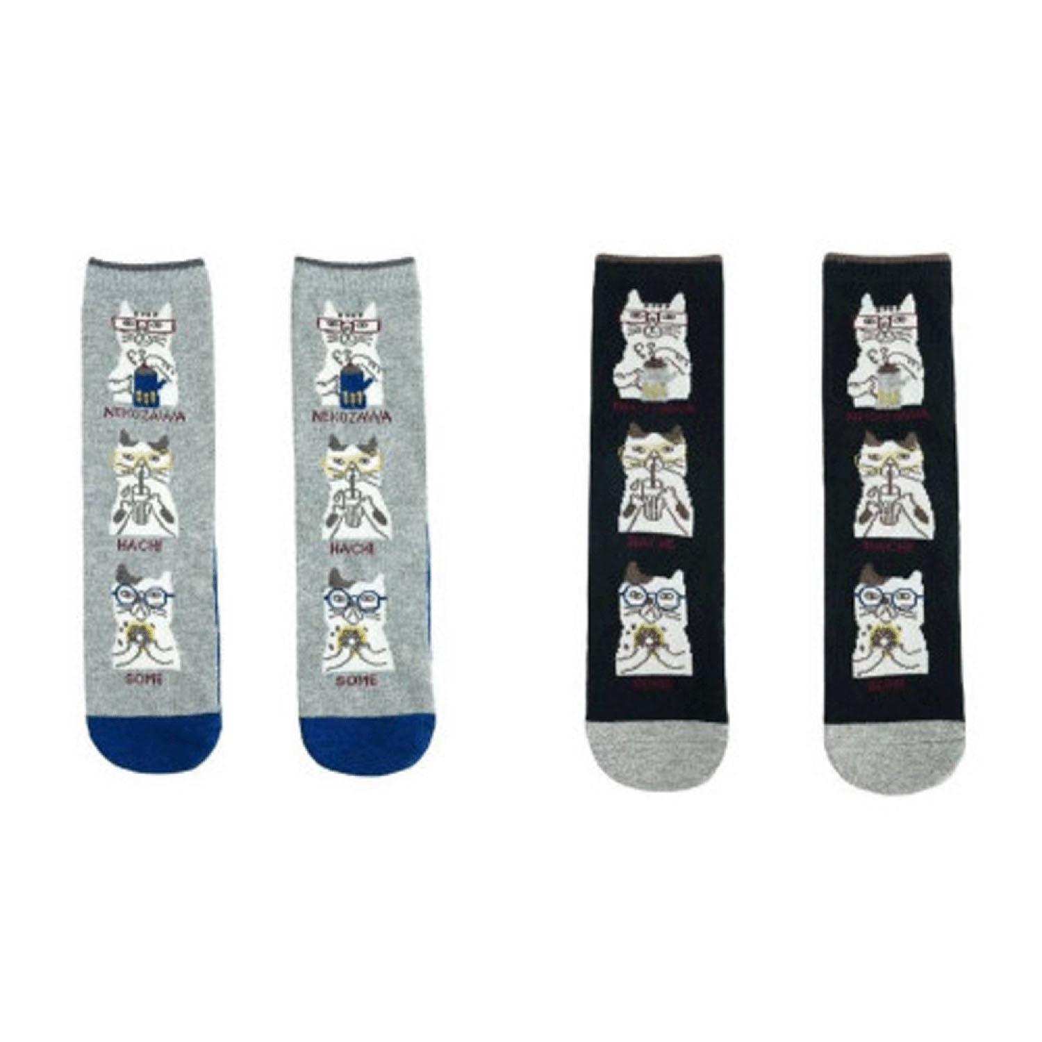 ジャガード靴下 レギュラータイプ ネコまるけ柄 - 画像1