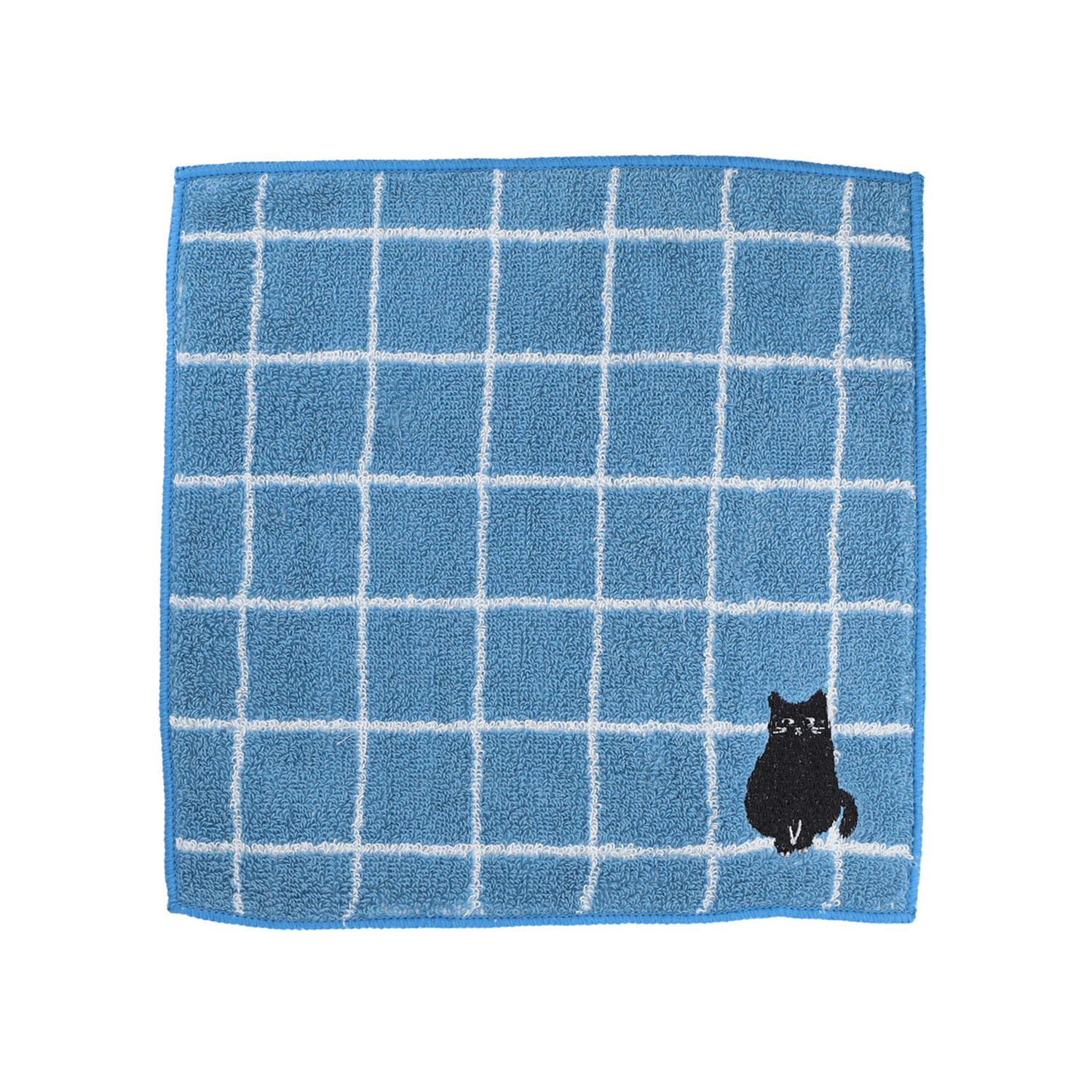 タオルハンカチ オスワリキャット ブルー - 画像1