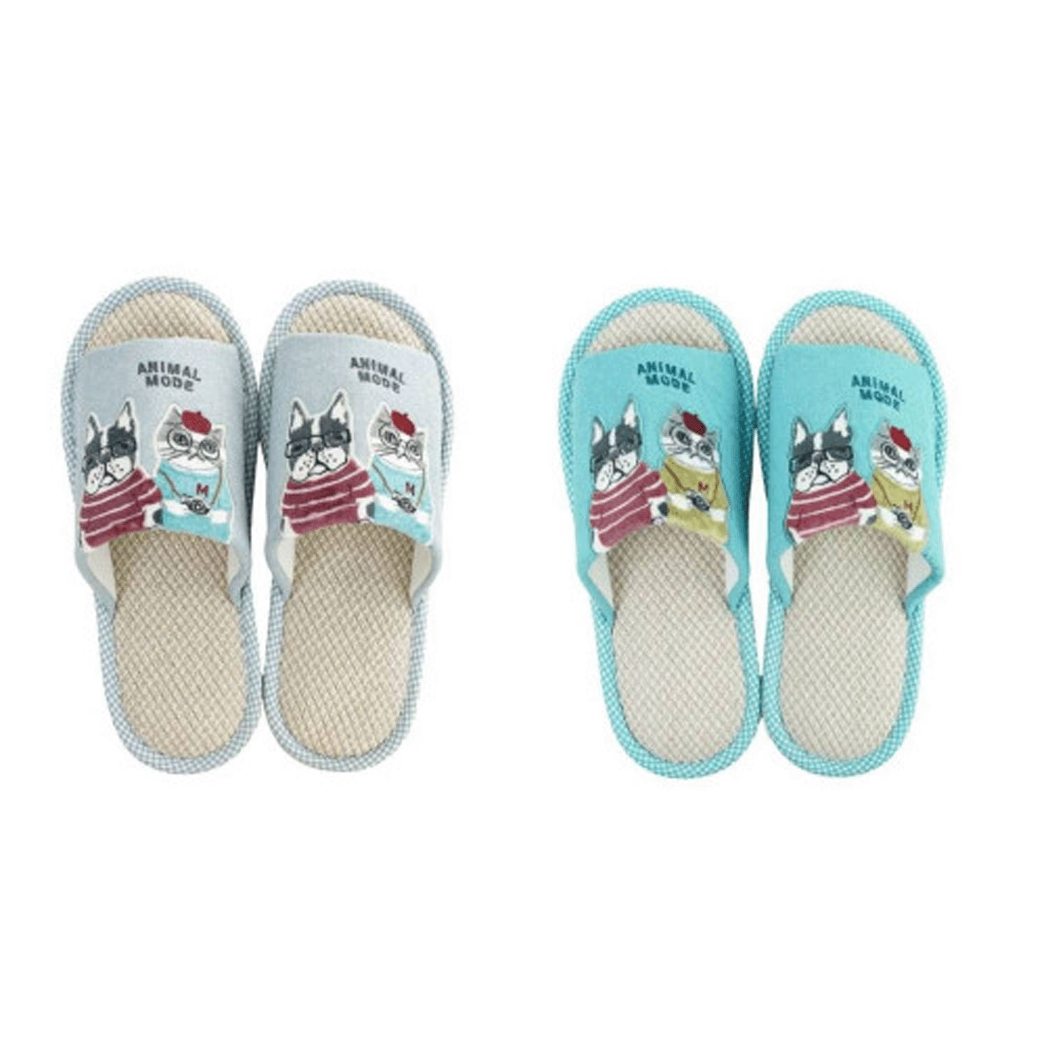 棉麻スリッパ アニマルモード