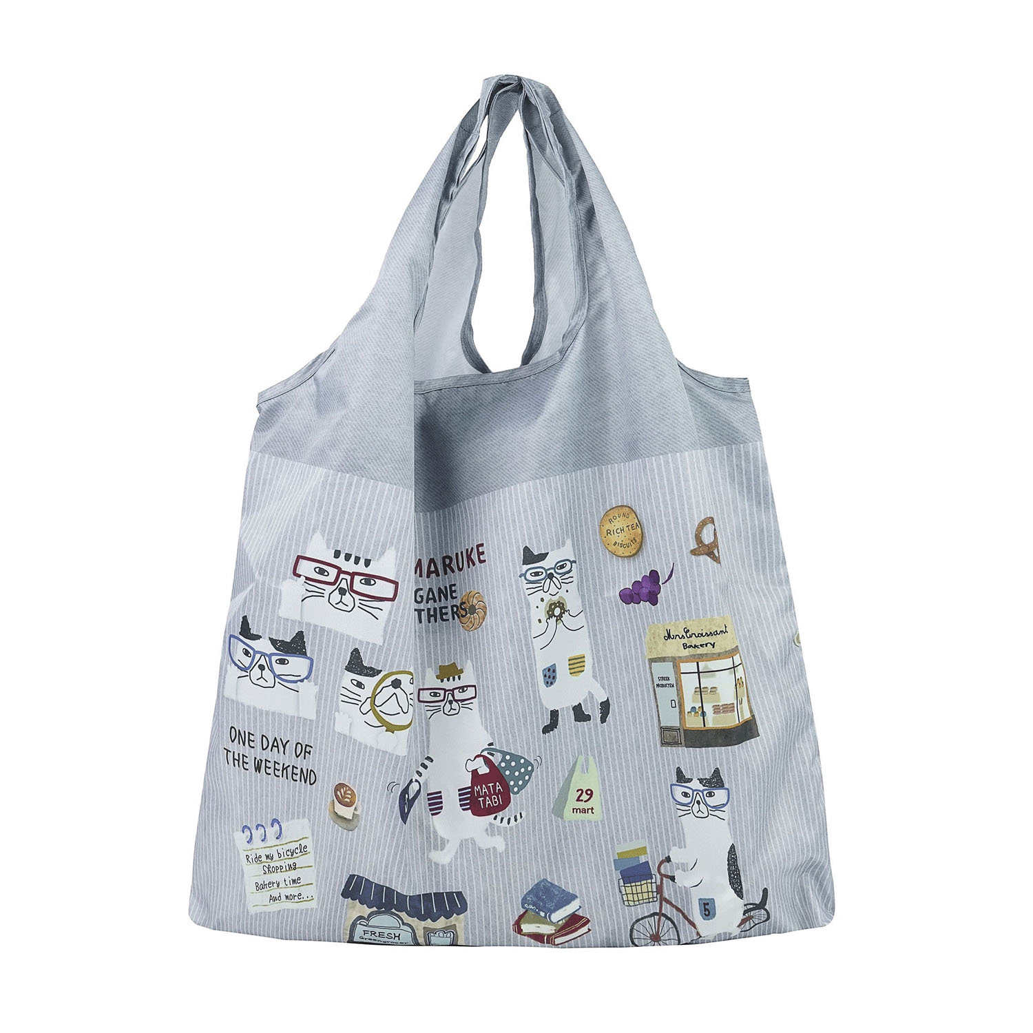 エコバッグ（Lサイズ） ネコまるけ柄 - 画像1