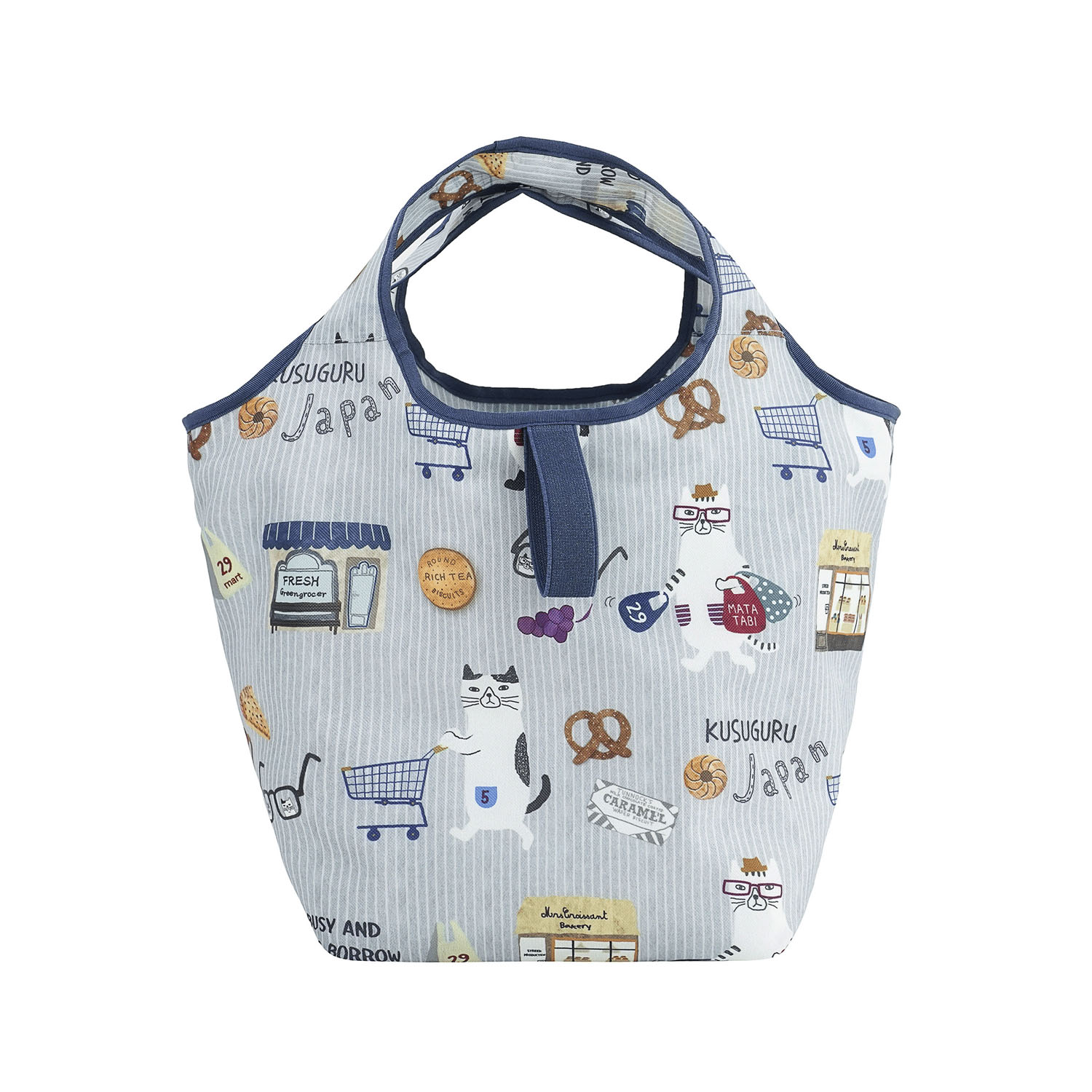 シルバー保冷保温 折り畳みエコバッグ（Sサイズ） ネコまるけ柄 - 画像3