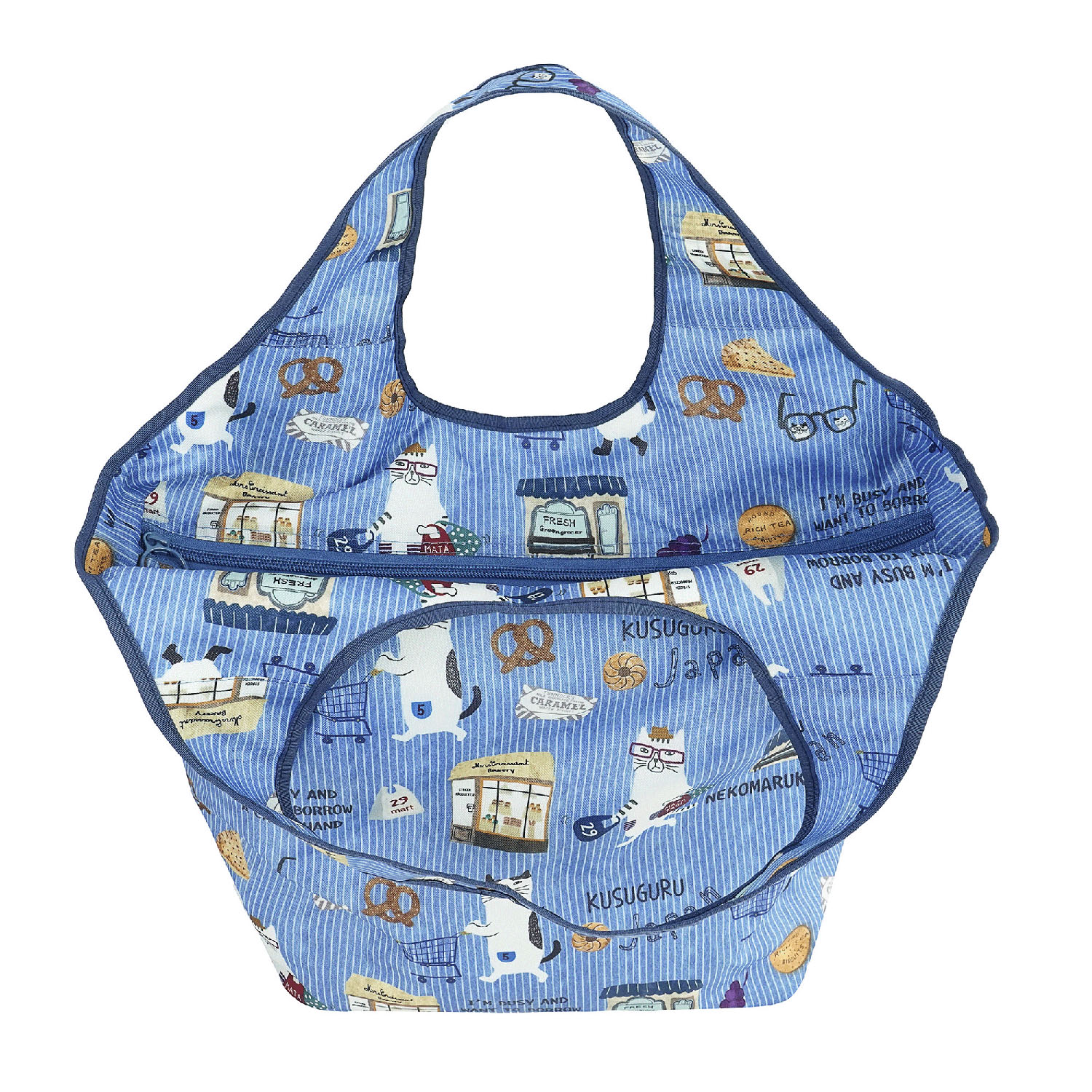 シルバー保冷保温 折り畳みエコバッグ（Lサイズ） ネコまるけ柄 - 画像11