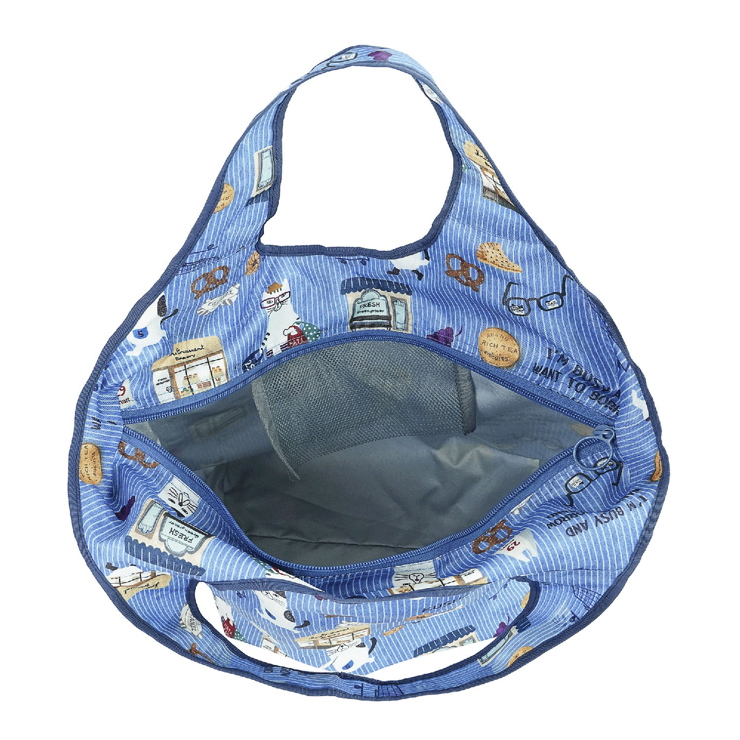 シルバー保冷保温 折り畳みエコバッグ（Lサイズ） ネコまるけ柄 - 画像12