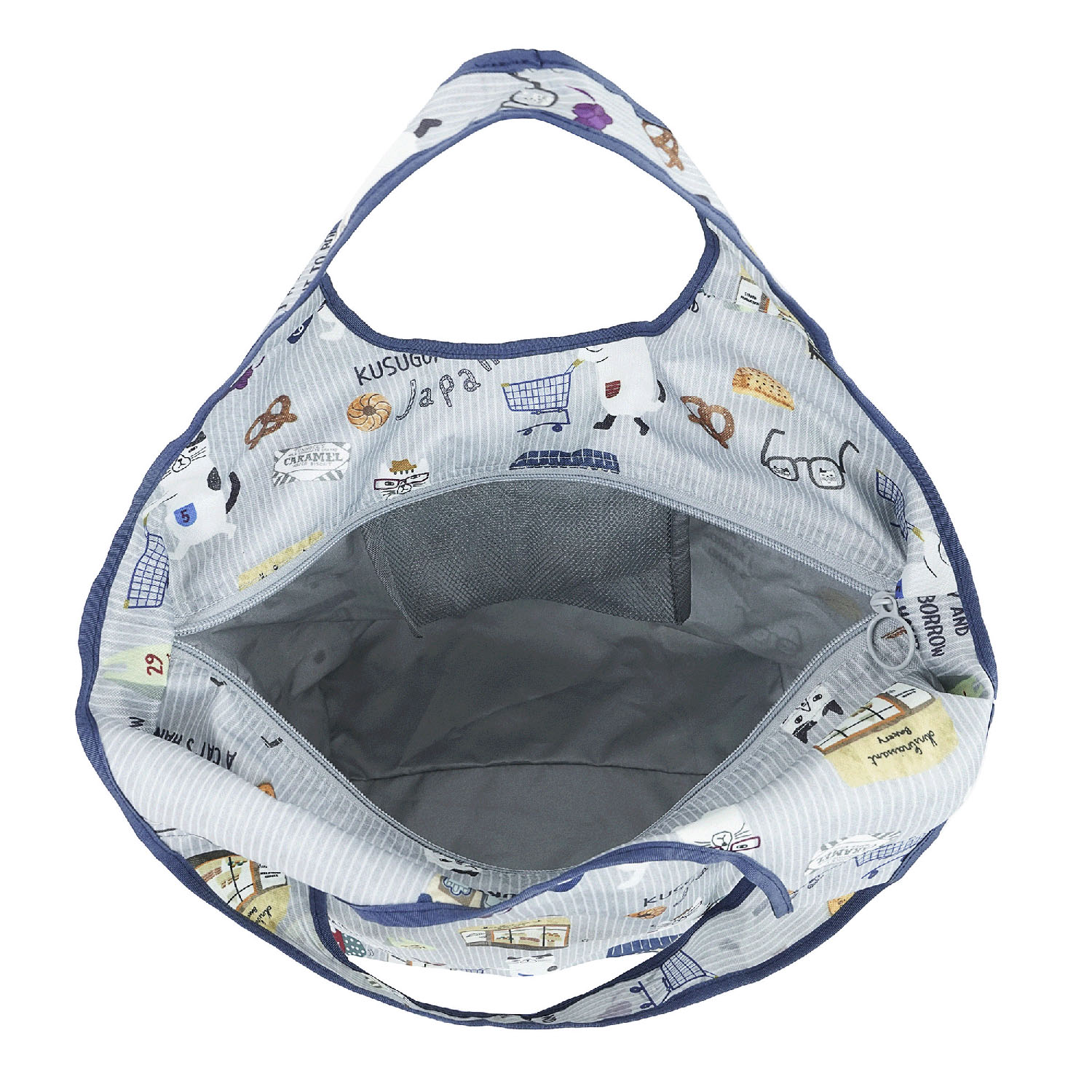 シルバー保冷保温 折り畳みエコバッグ（Lサイズ） ネコまるけ柄 - 画像6