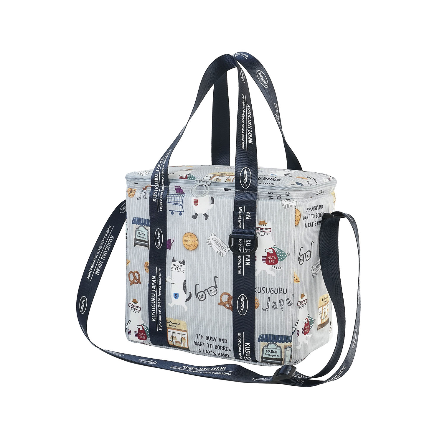 アルミ保冷保温 折り畳みクーラーバッグ ネコまるけ柄 - 画像2