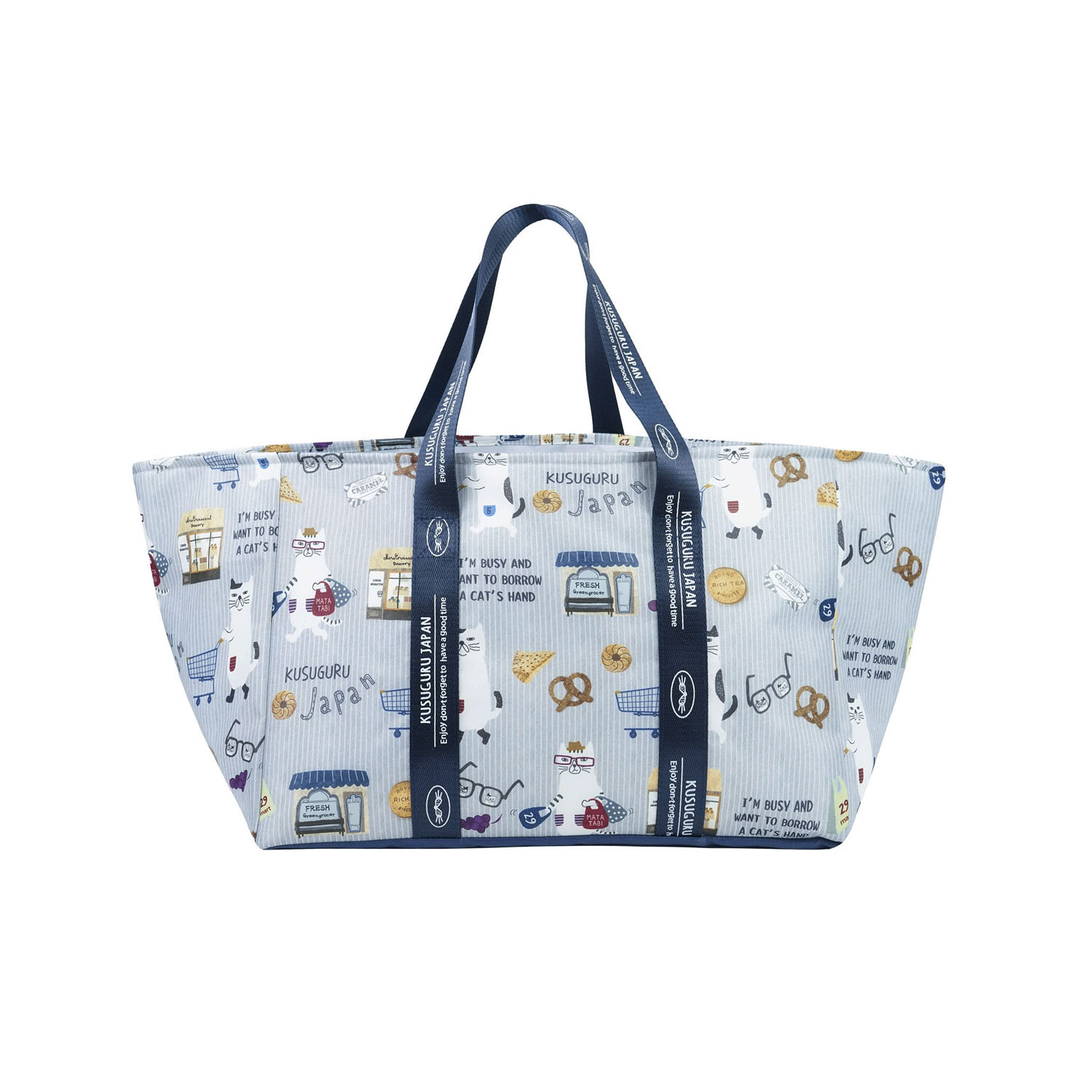 アルミ保冷保温 お買い物バッグ ネコまるけ柄 - 画像1