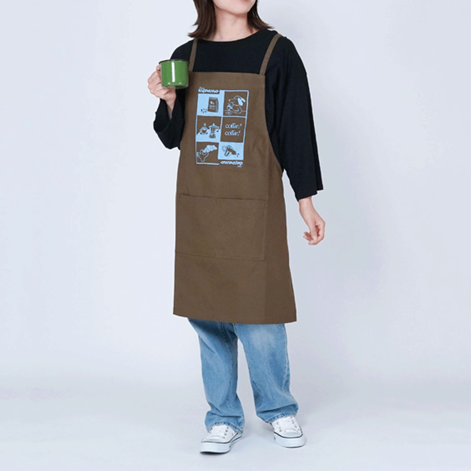 コーヒーチュウドク ショートエプロン - 画像1