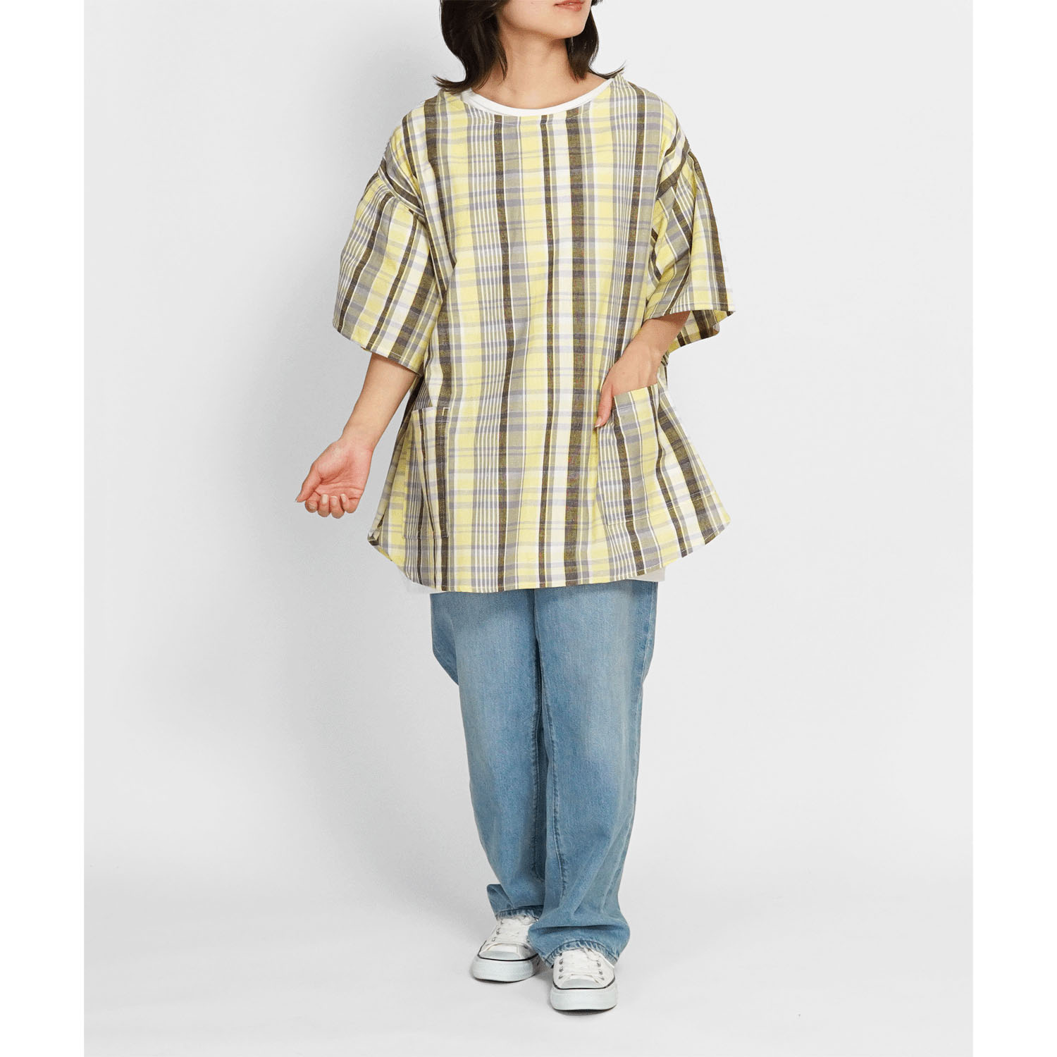 ドストチェック 半袖かっぽうぎ - 画像1