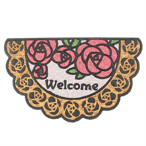 ローズウェルカムコイヤーマット半円75x45cm - 画像1