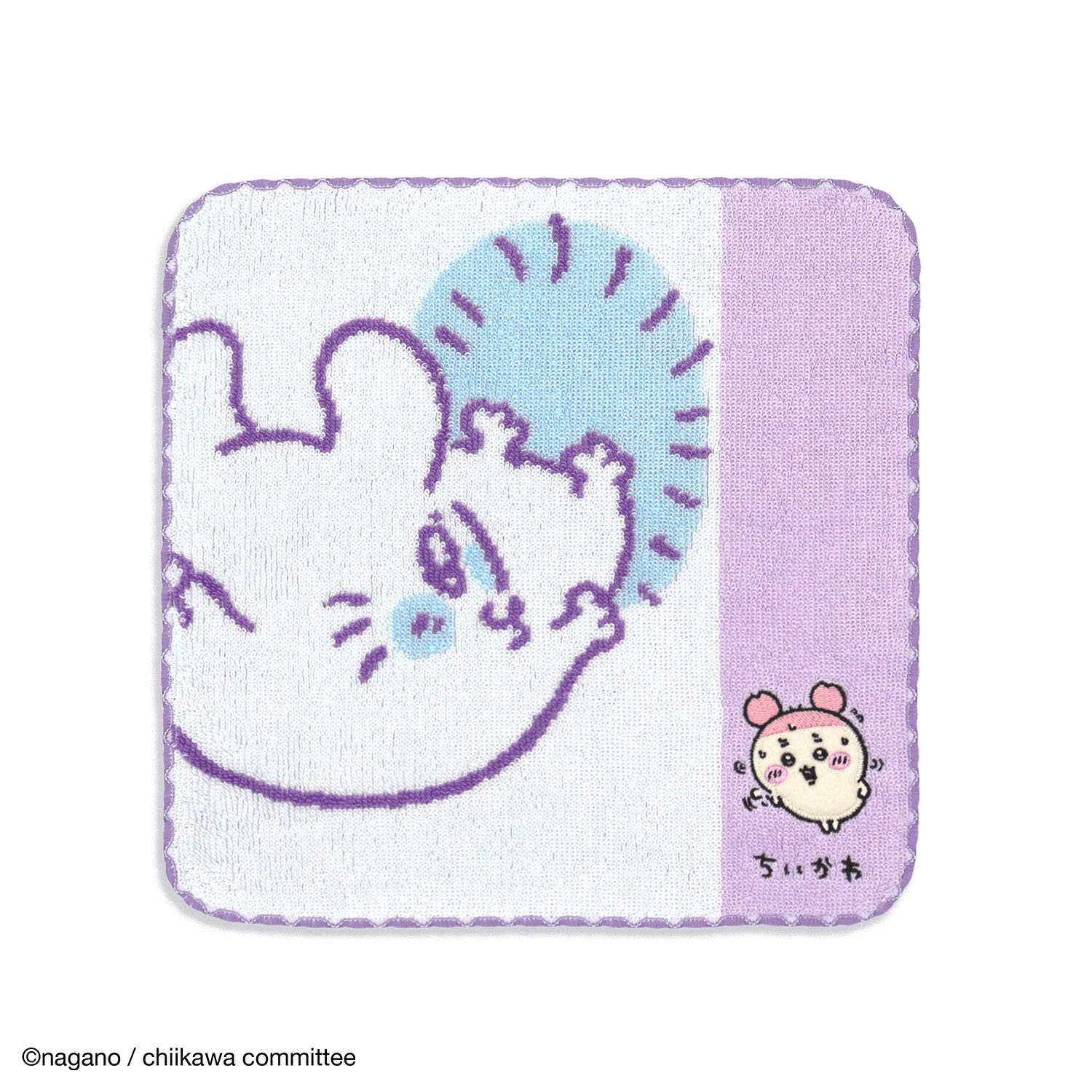 『ちいかわ』 運んでる タオルハンカチ パープル