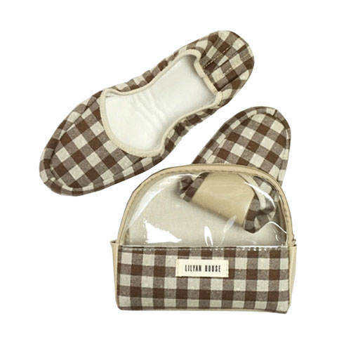 ギンガムチェック柄携帯スリッパ