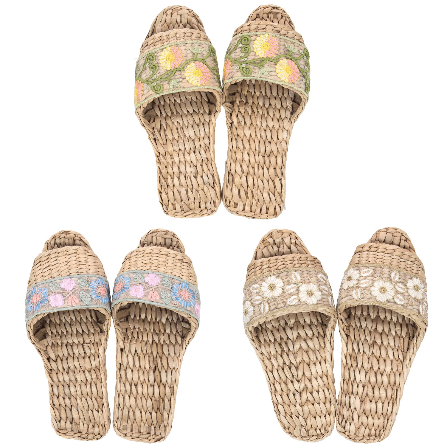 ガマスリッパ フラワー刺繍リボン - 画像1