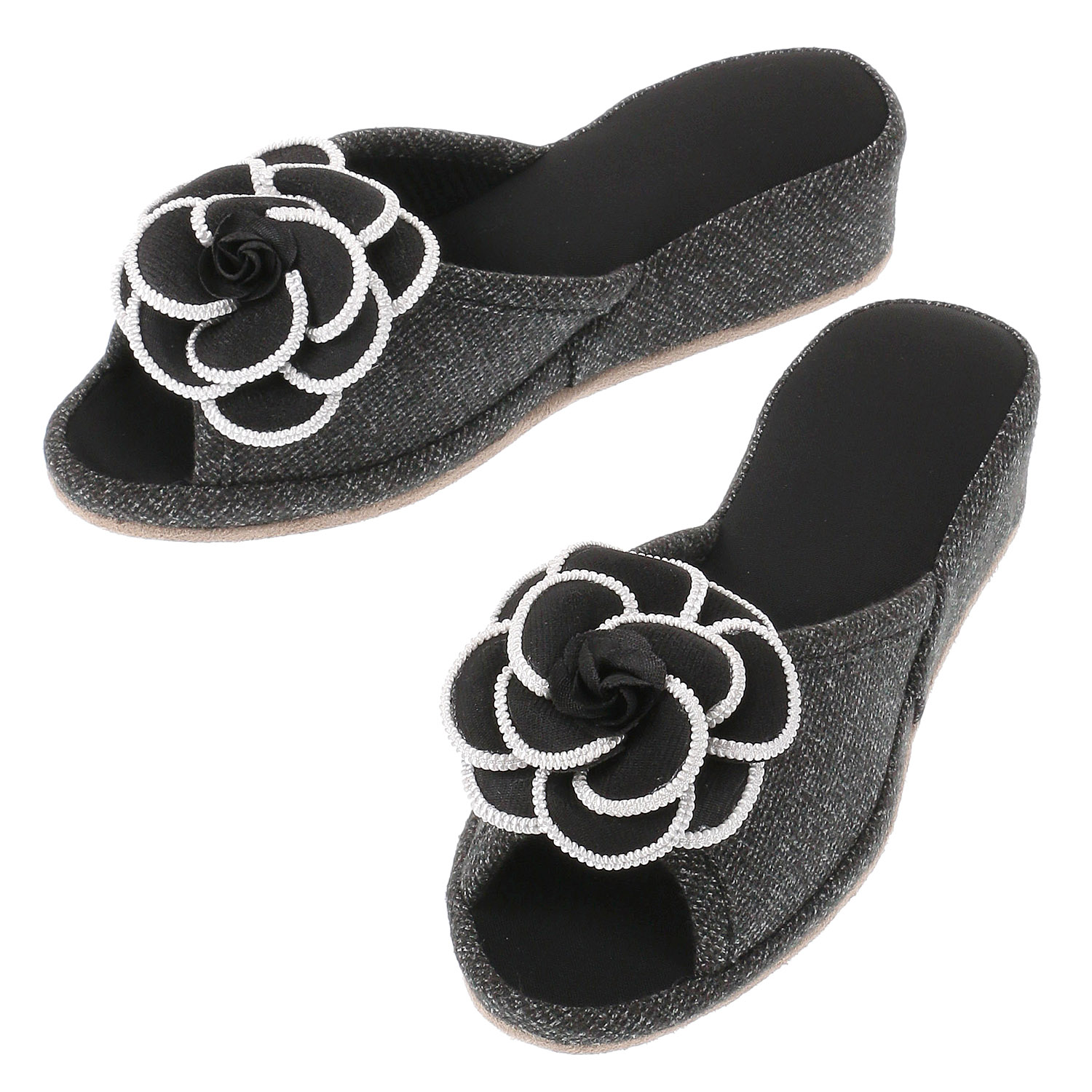 カメリア付きヒールスリッパ - 画像4