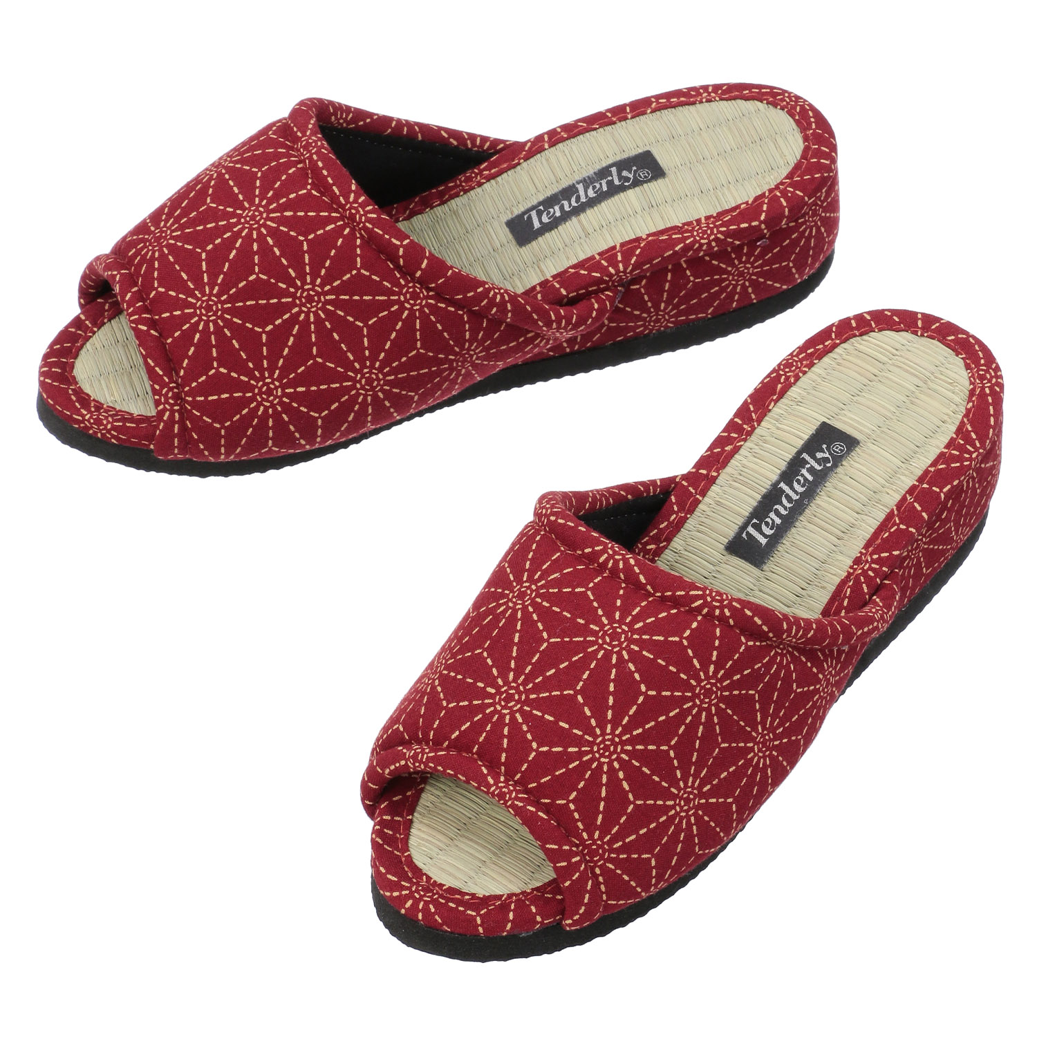 刺し子畳中ヒールスリッパ - 画像2