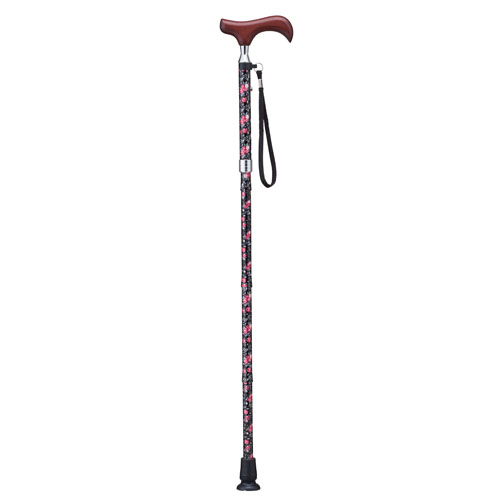 愛杖折りたたみステッキ 花柄ブラック - 画像2
