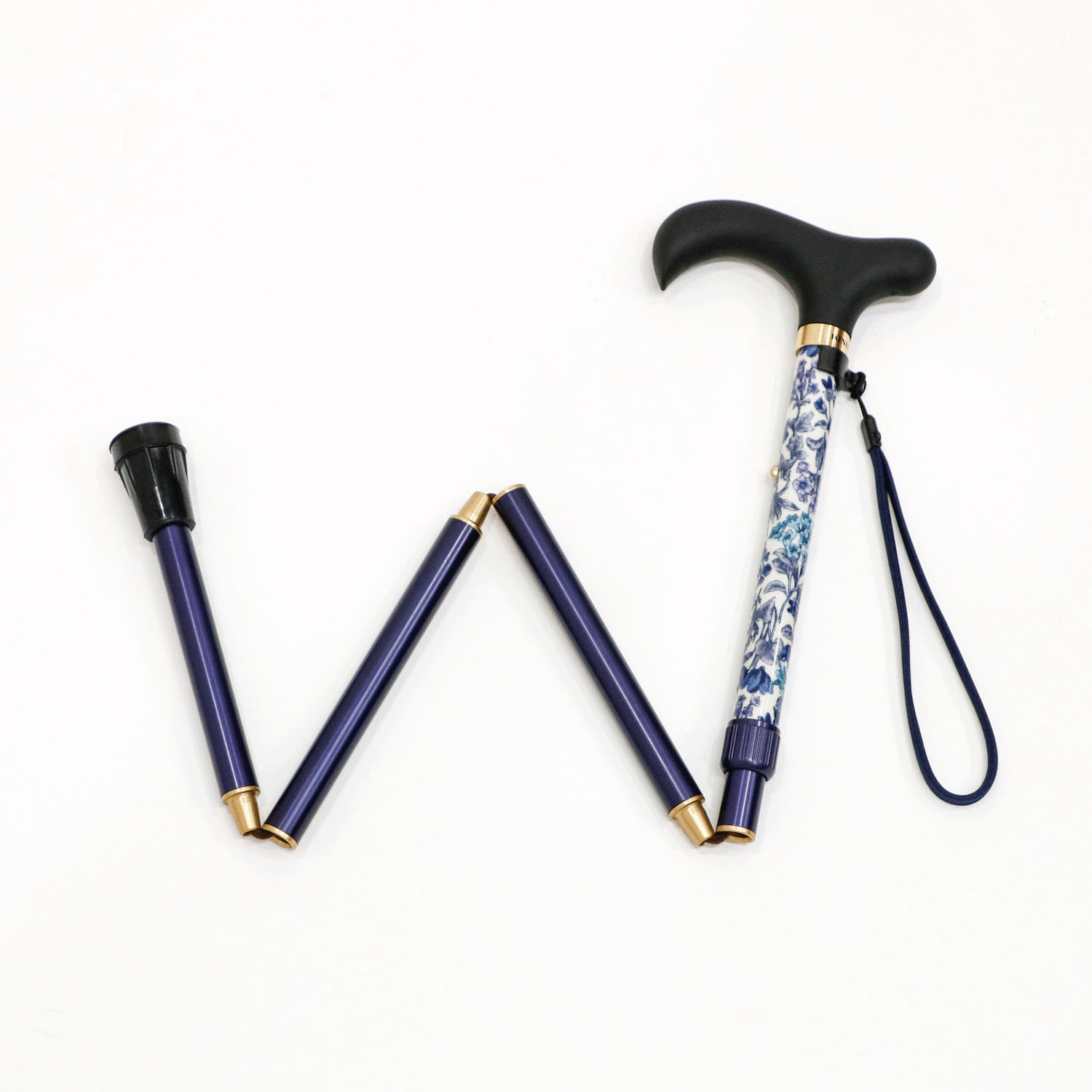 やわらかグリップ花柄生地巻き折りたたみステッキ - 画像7