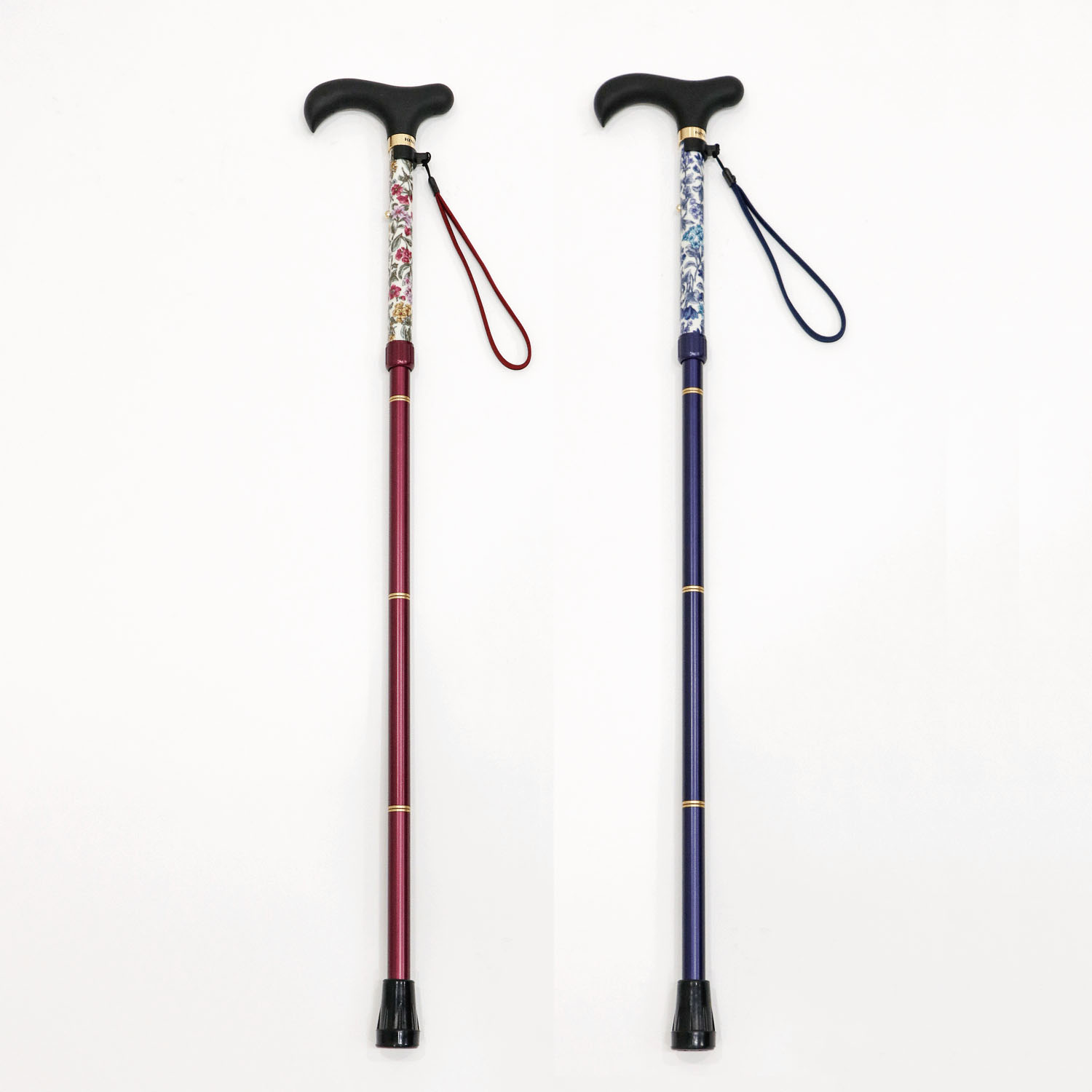 やわらかグリップ花柄生地巻き折りたたみステッキ