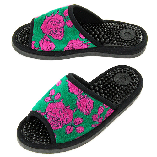 【15・30・63・73：在庫限り】バラ柄健康スリッパ - 画像2