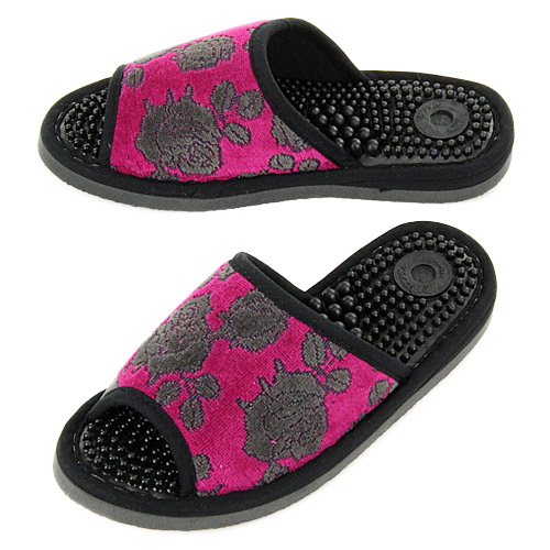 【15・30・63・73：在庫限り】バラ柄健康スリッパ - 画像1