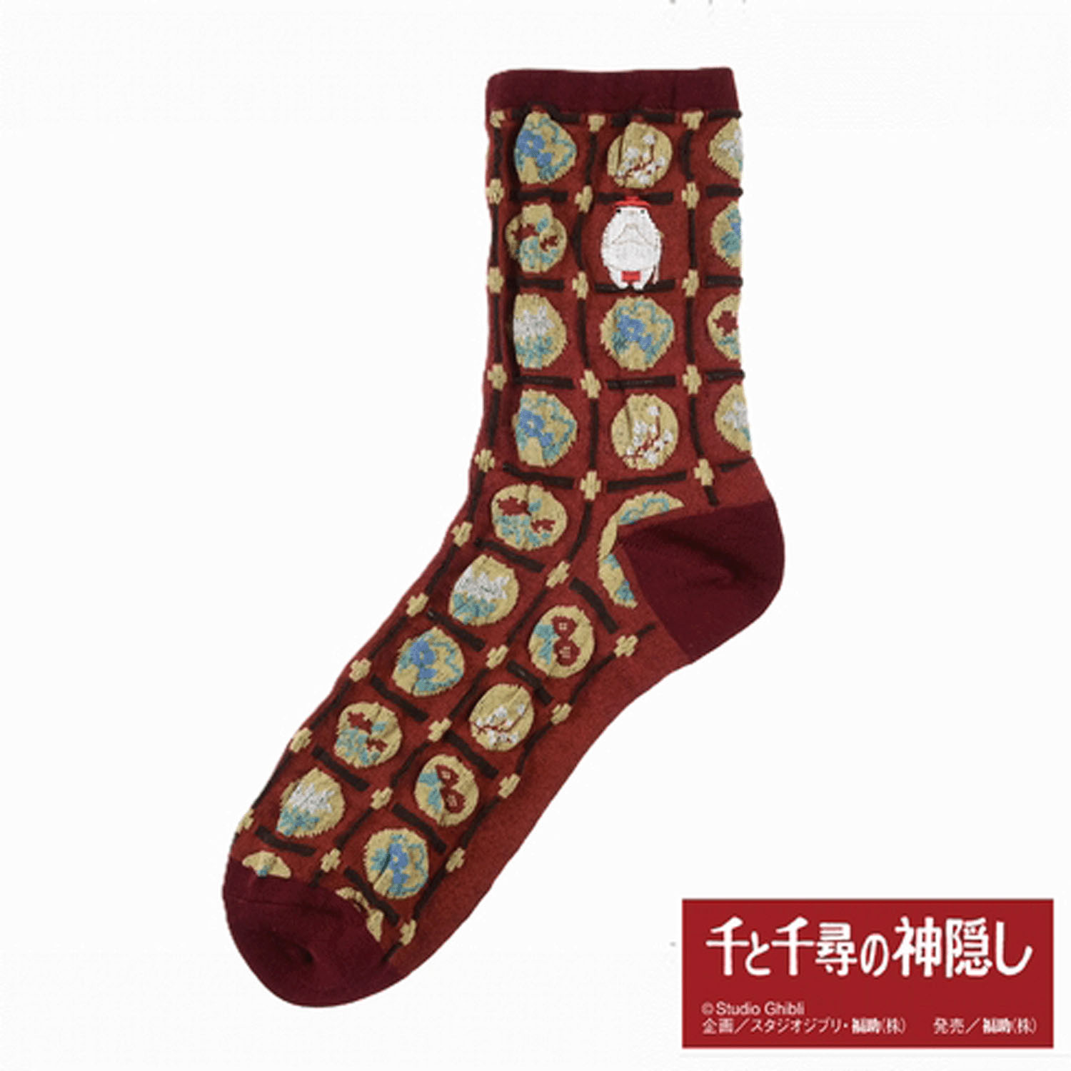 スタジオジブリ 千と千尋の神隠し ワンポイント刺しゅう フロート柄 クルー丈ソックス おしら様 - 画像1