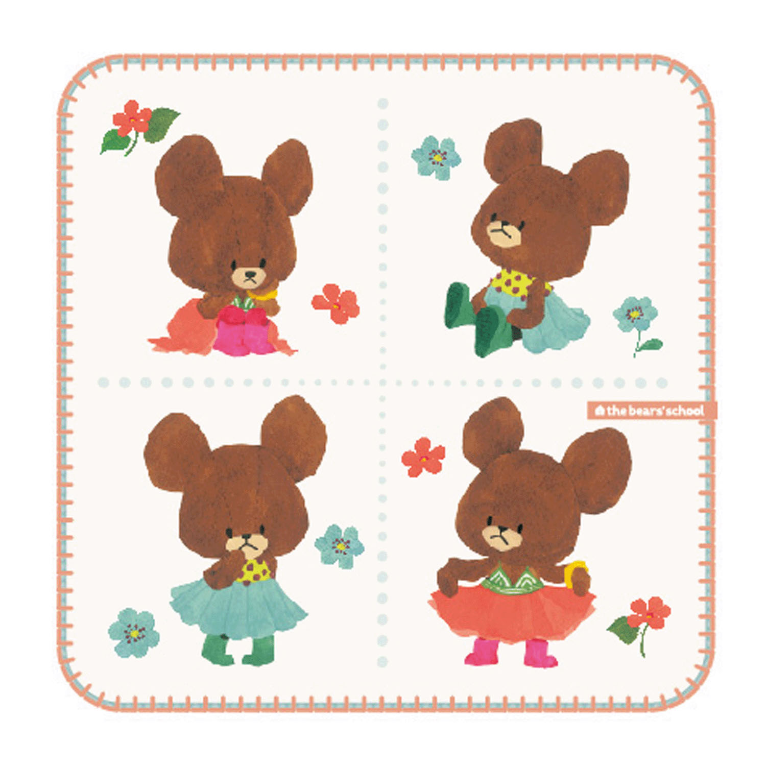 くまのがっこう  ミニタオル 「レトロファッション」 - 画像1