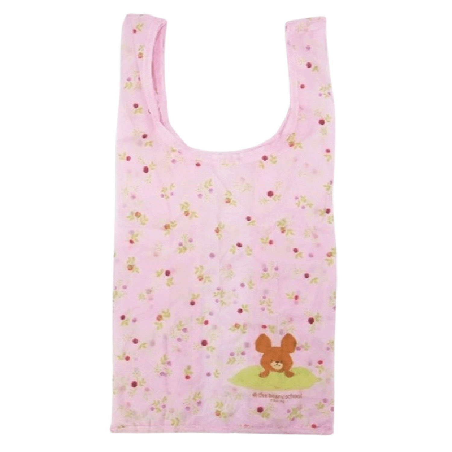 くまのがっこう ぬいぐるみエコバッグ 小花柄ピンク - 画像3