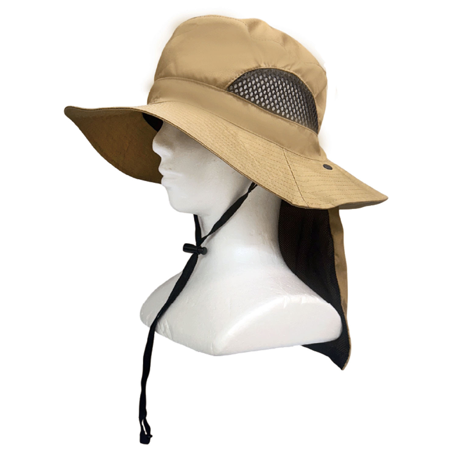 UVカット帽子 サファリハット ソリッド - 画像1