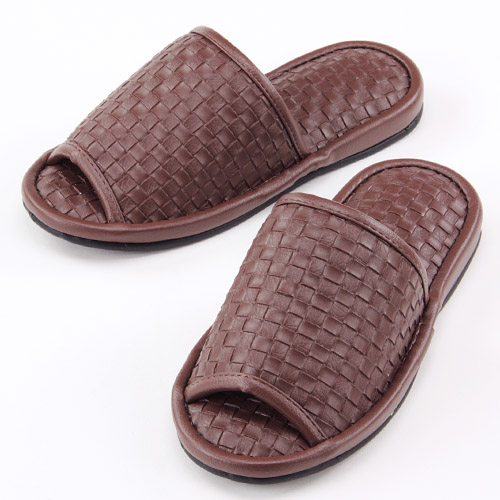 編み込みレザー紳士スリッパ