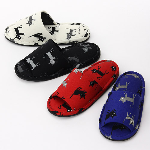 黒猫外縫いスリッパ - 画像1