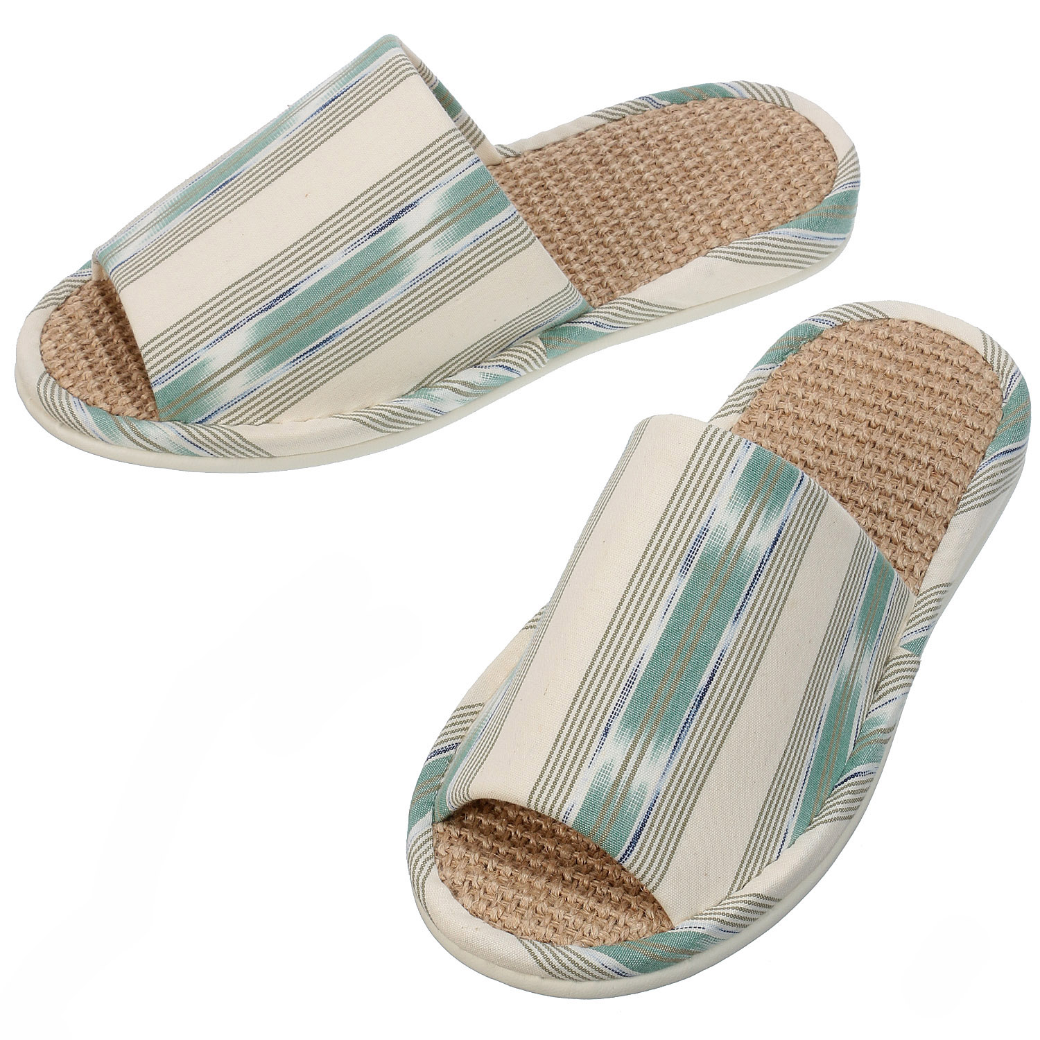 ミックスストライプ麻中スリッパL - 画像2