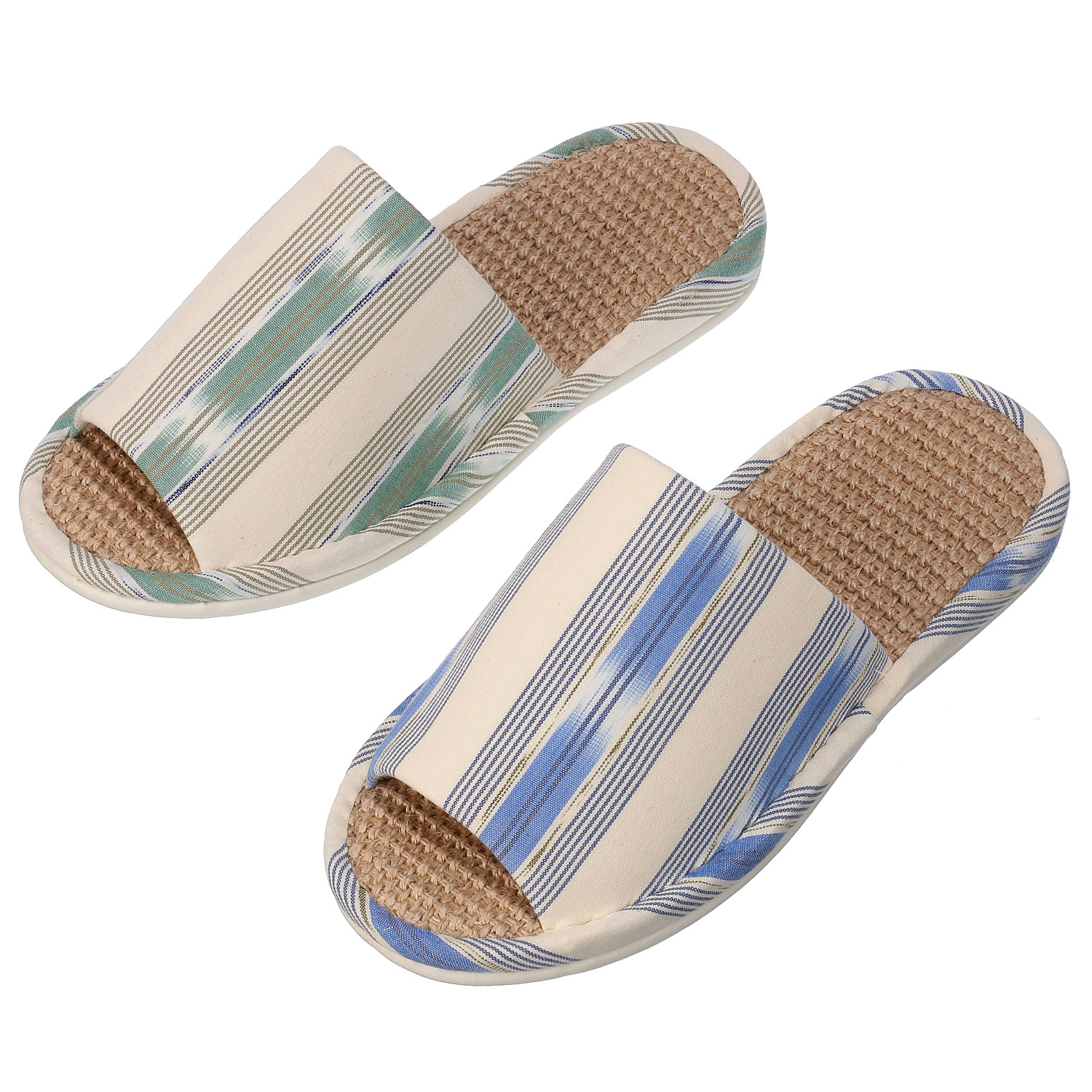 ミックスストライプ麻中スリッパL