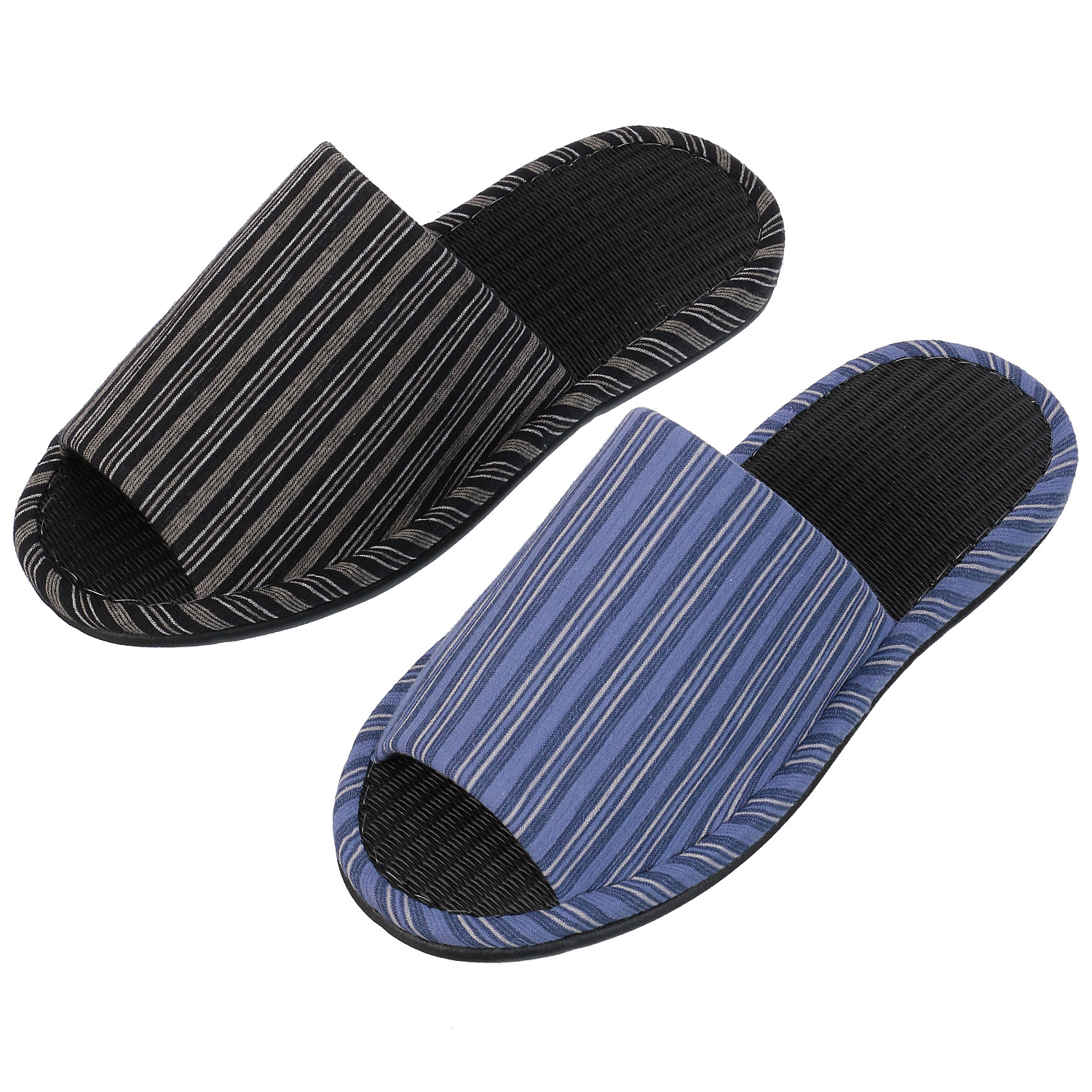 縞模様炭中スリッパL