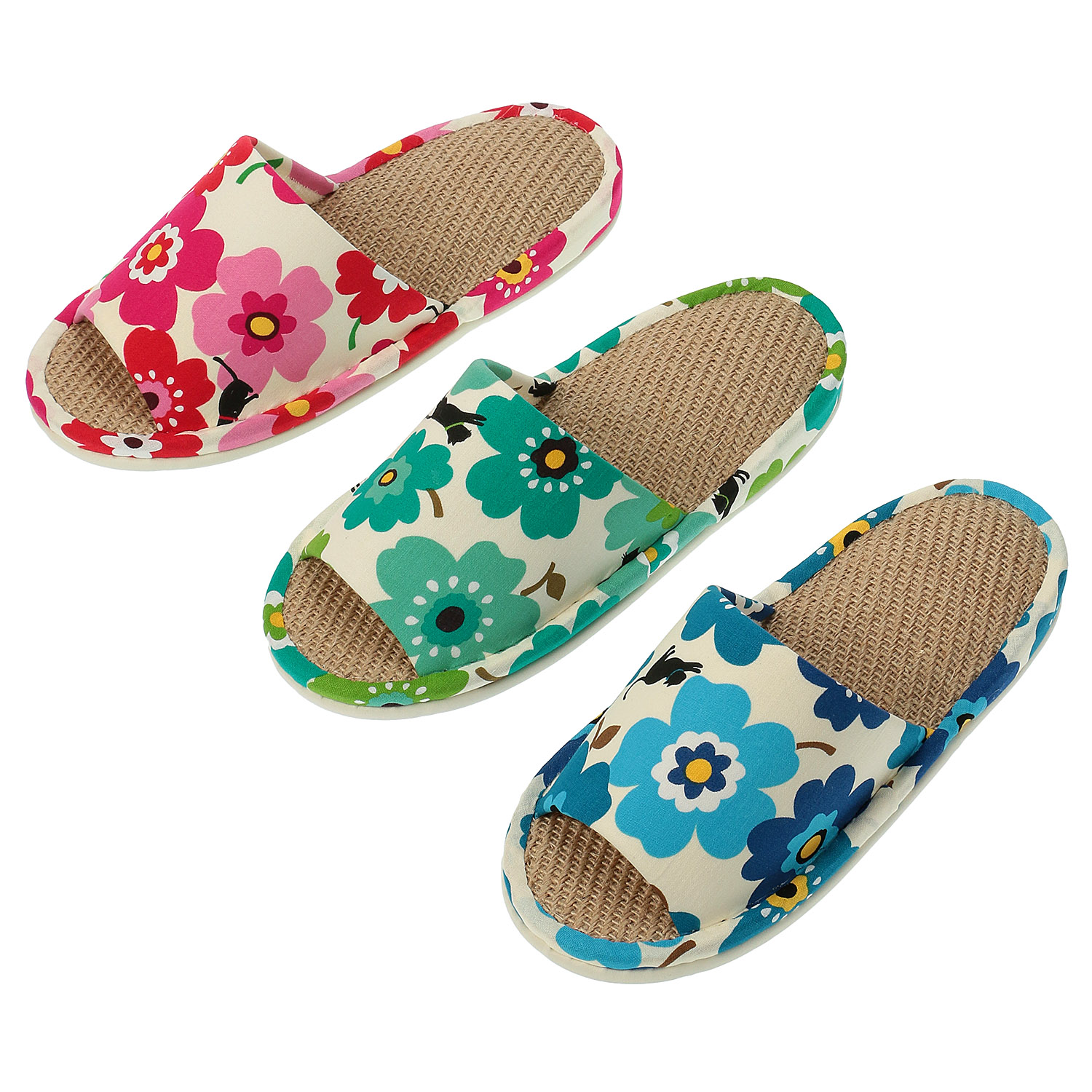 フラワーキャット麻中スリッパ - 画像1