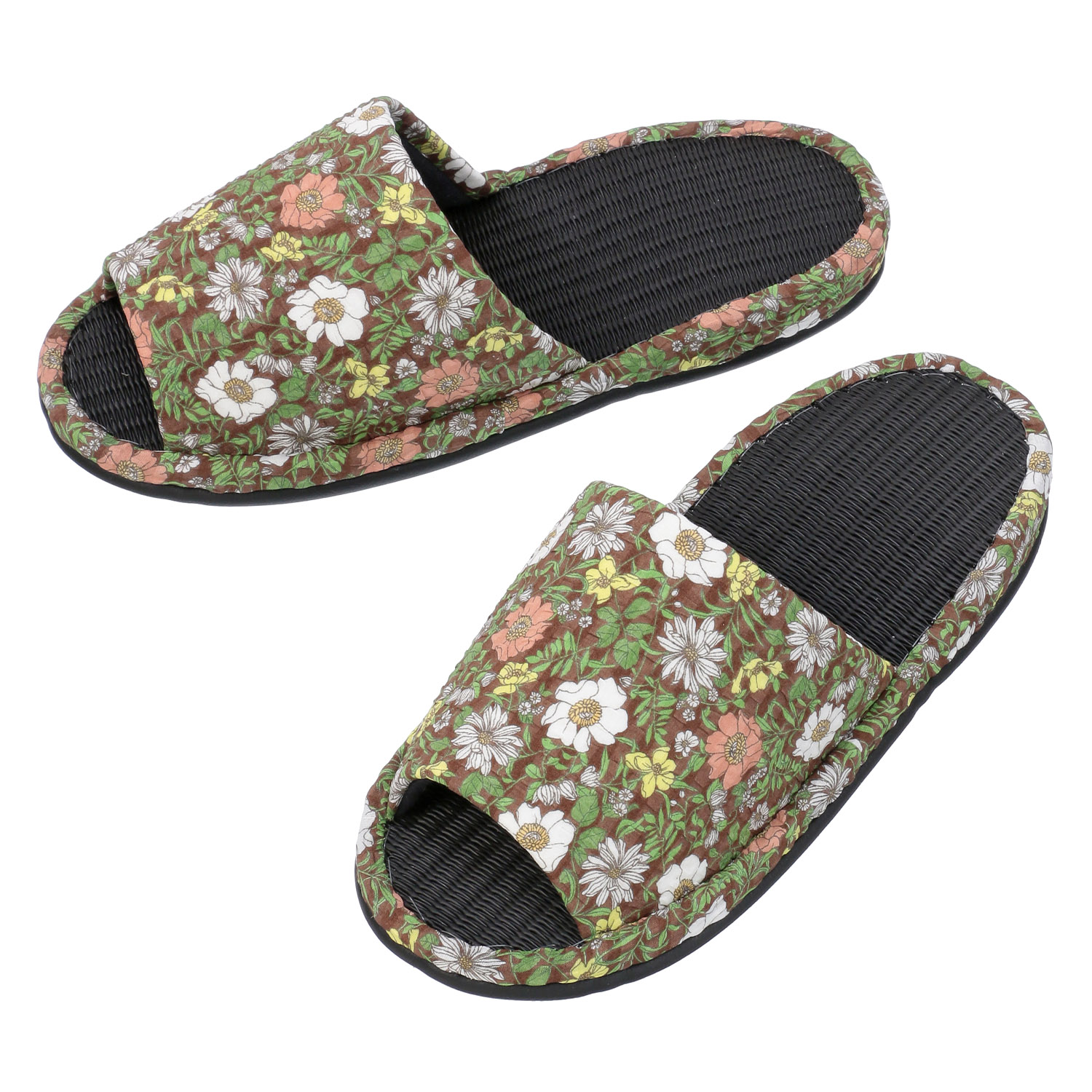 花柄炭中スリッパS