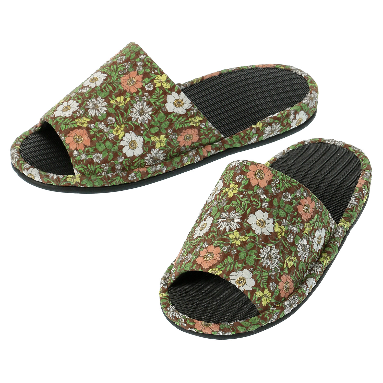 花柄炭中スリッパ - 画像1